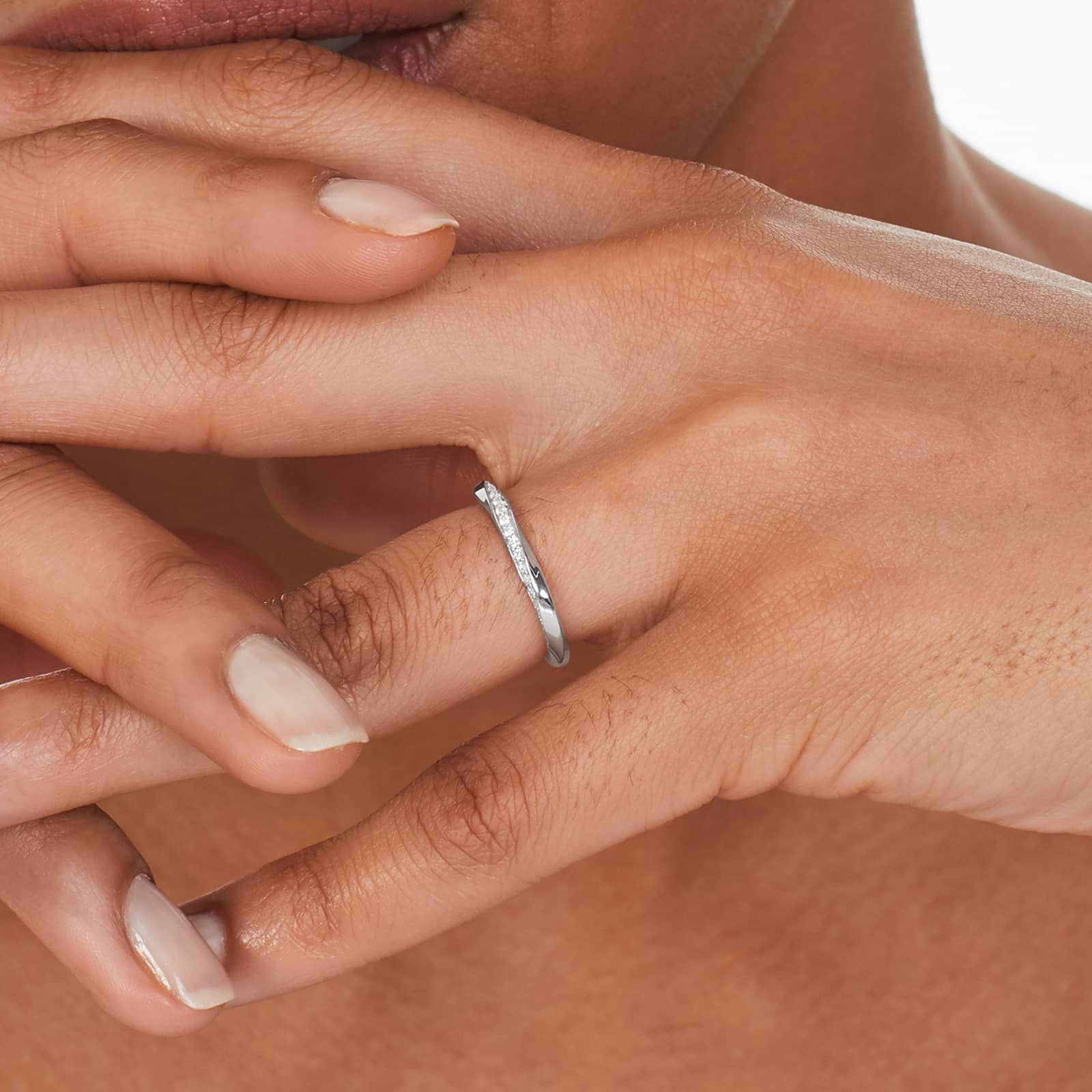 Helix Pavé Diamond Wedding Ring In 14K White Gold (3.00mm)