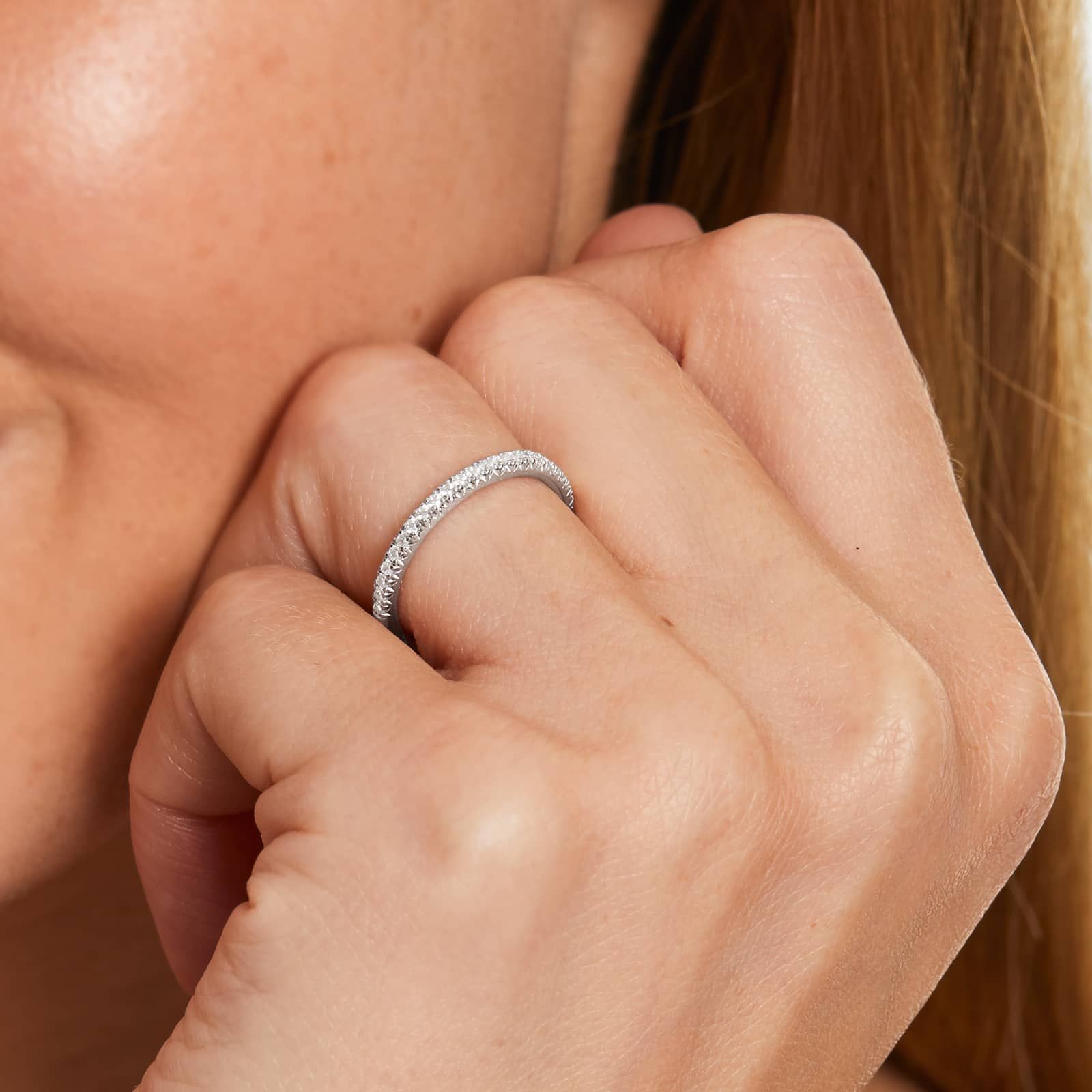 Flush Fit Pavé Lab-Grown Diamond Wedding Ring In Platinum (1.50mm)