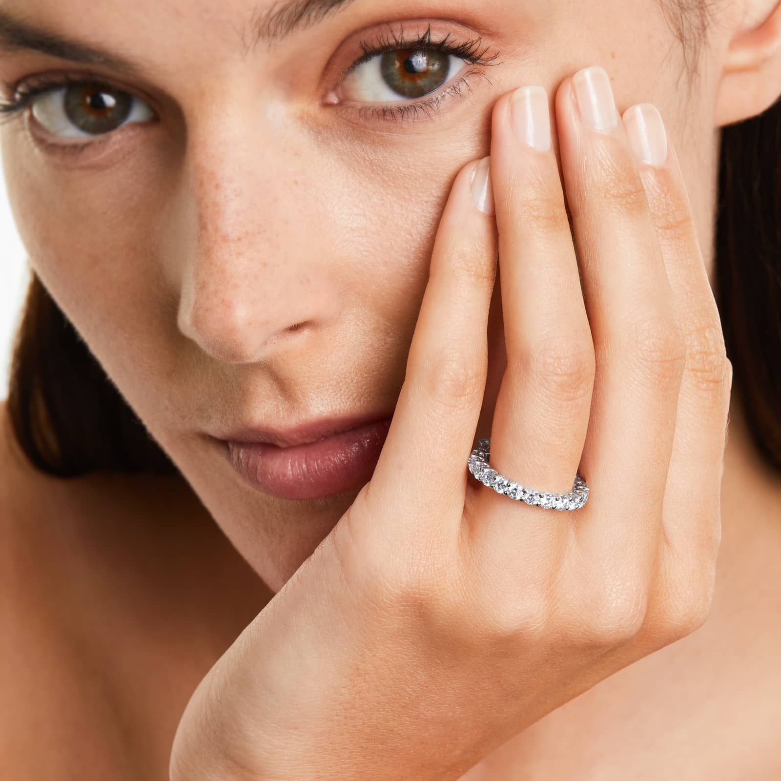 Platinum low dome Basket Lab-Grown Diamond Eternity Ring (2 CTW F-G / VS2-SI1)
