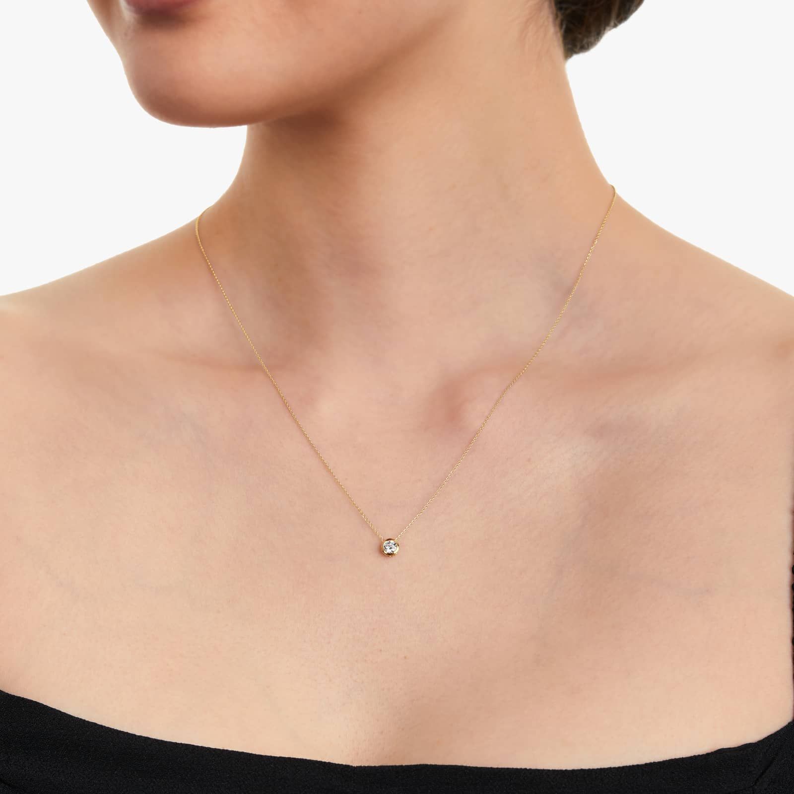 14K Yellow Gold Bezel Diamond Pendant (0.25 CTW - H-I / SI1-SI2)