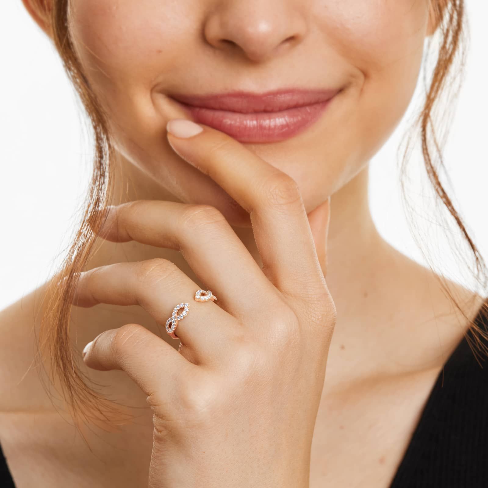 Infinity Open Diamond Ring In 14K Rose Gold