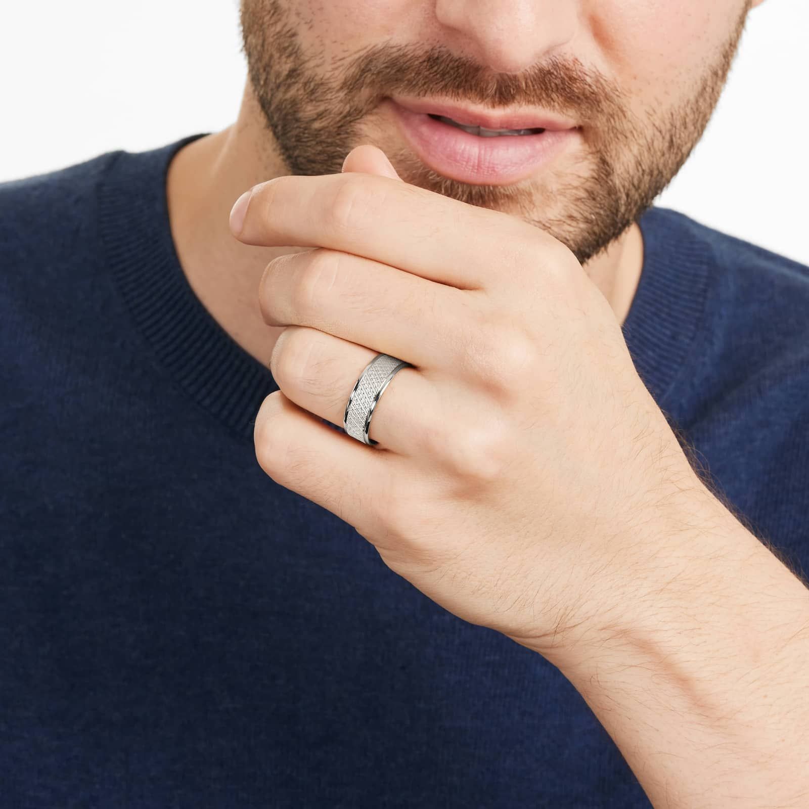 Cross Hatch Design Men's Wedding Band In Platinum (7.00mm)