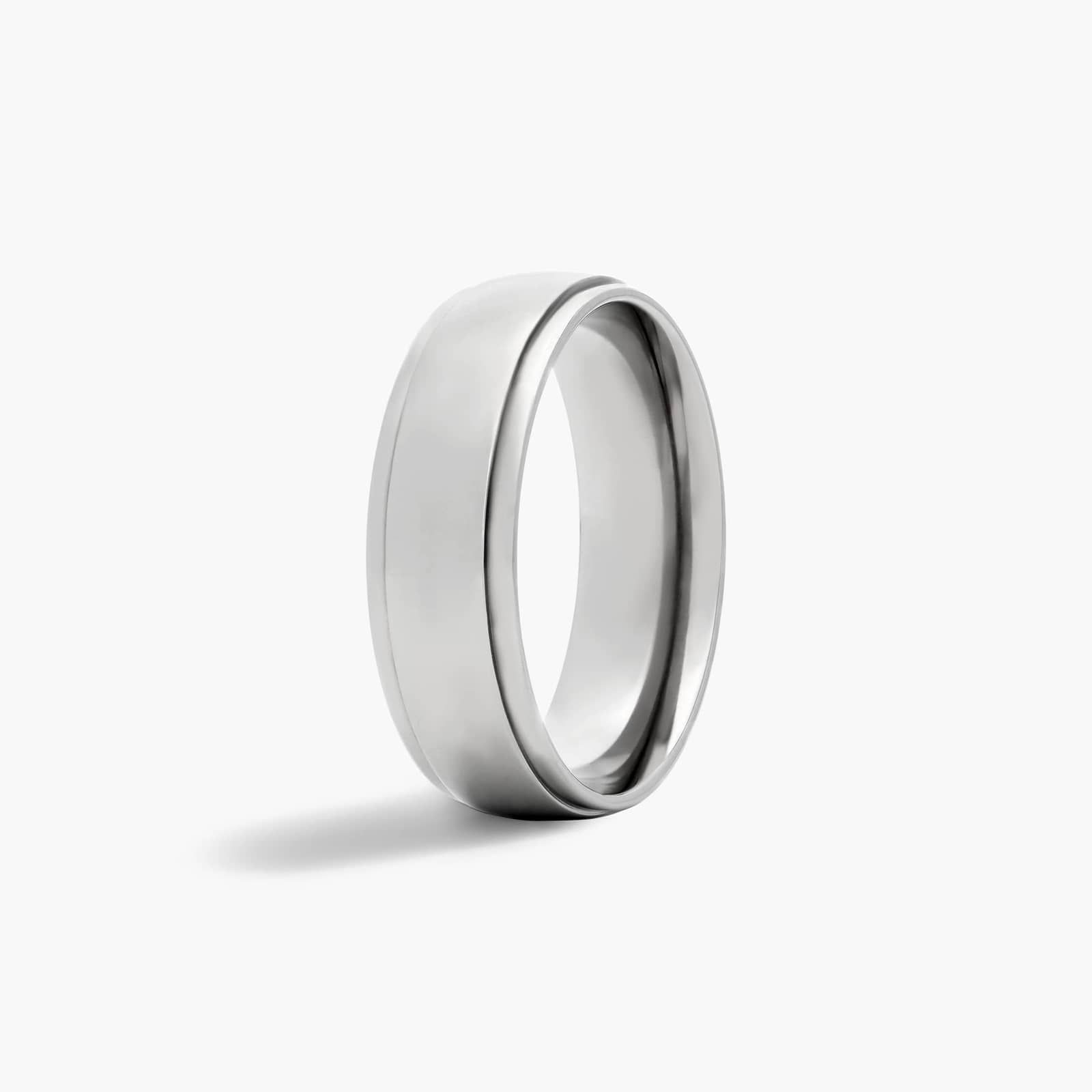 Comfort Fit Stepped Edge Men's Wedding Band In Titanium (7.00mm)