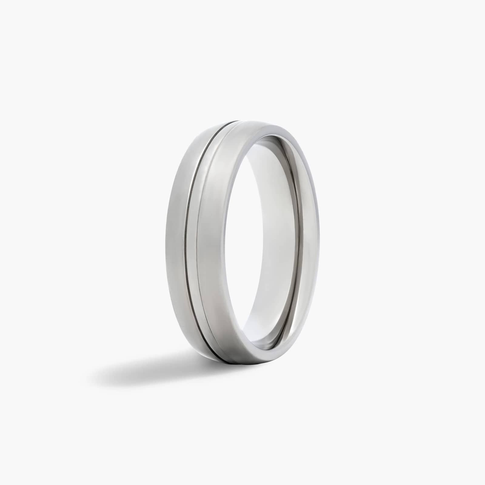 Comfort Fit Concaved Cut Design Satin Finished Center Men's Wedding Band In Titanium (6.00mm)