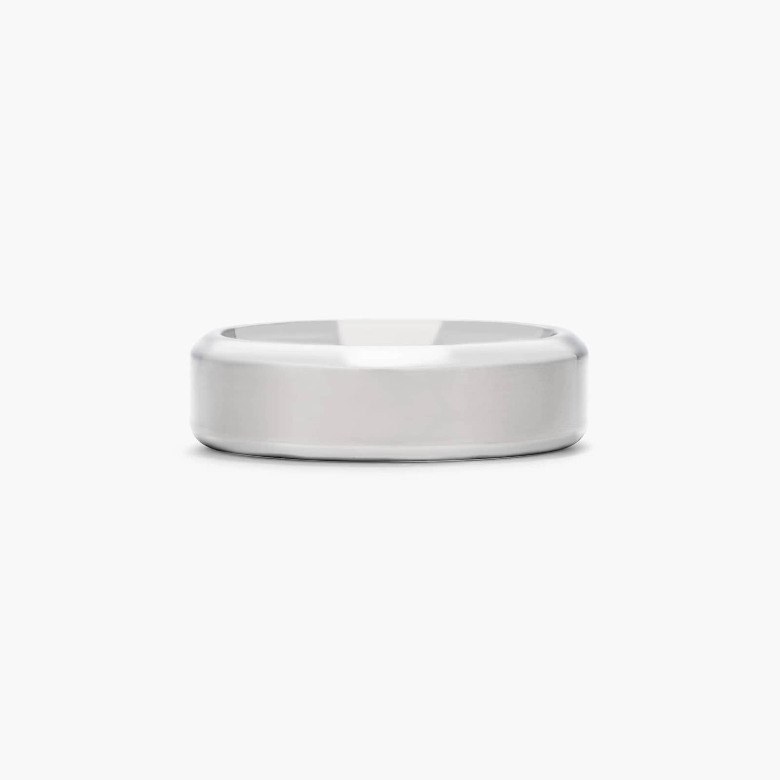 Comfort Fit Satin Finish Beveled Edge Men's Wedding Band In Titanium (7.00mm)