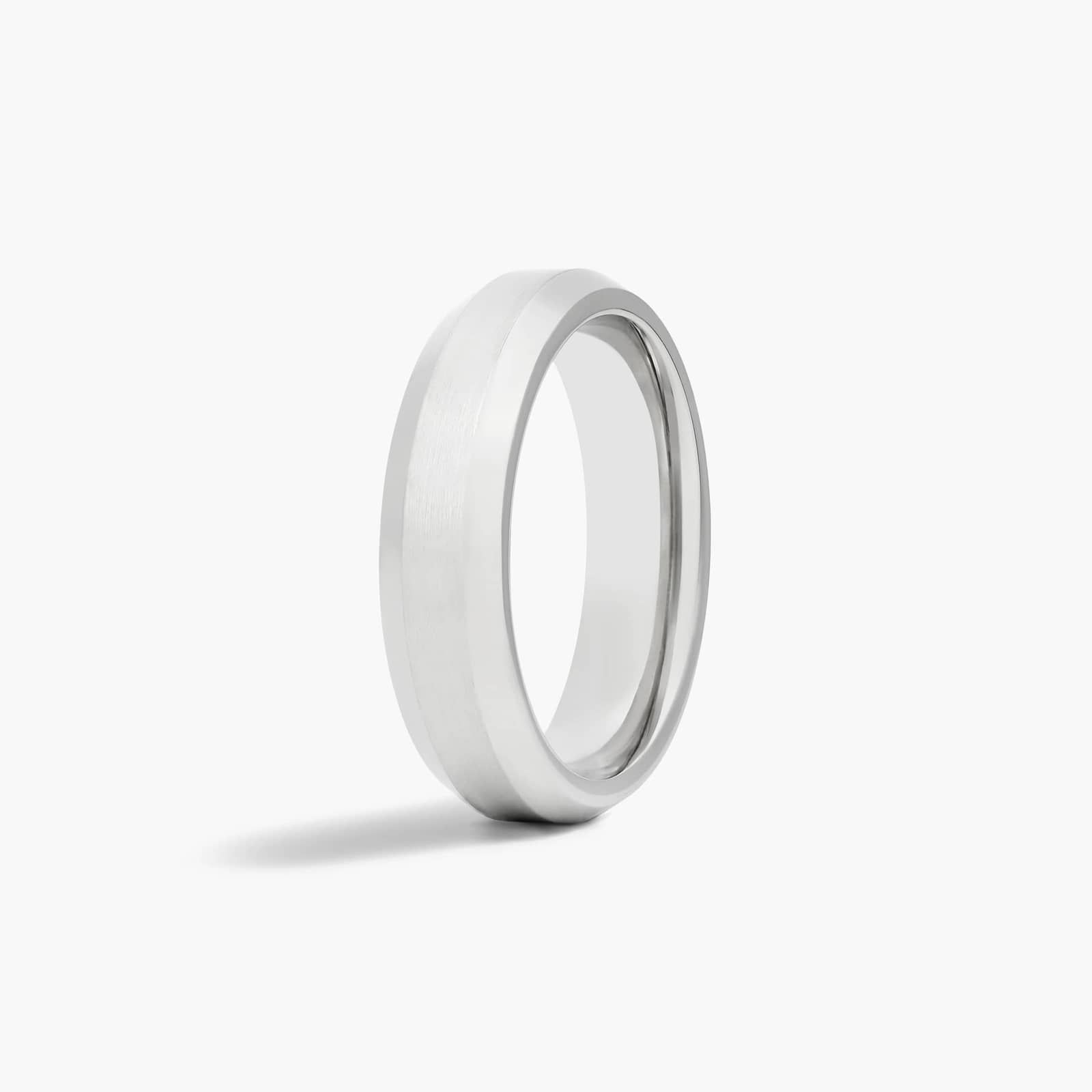 Chrome Comfort Fit Satin Finish Beveled Edge Men's Wedding Band In Cobalt (6.00mm)