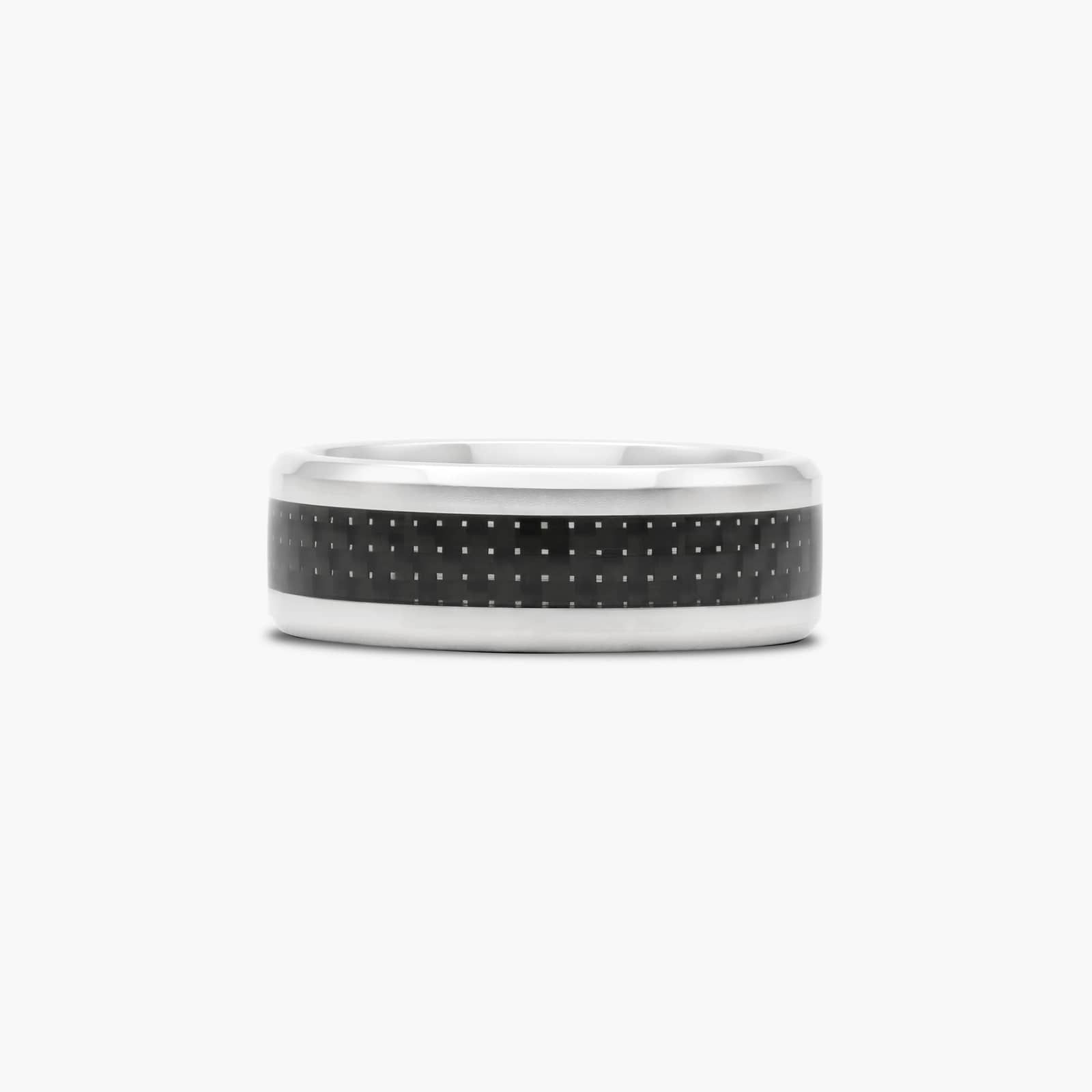 Chrome Comfort Fit Carbon Fiber Inlay Men's Wedding Band In Cobalt (8.00mm)