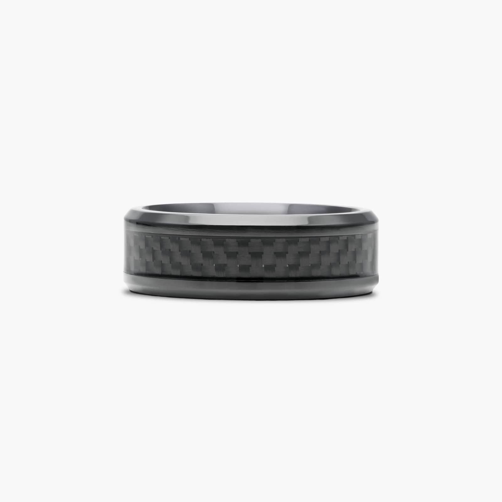 Chrome Comfort Fit Carbon Fiber Inlay Men's Wedding Band In Cobalt (8.00mm)