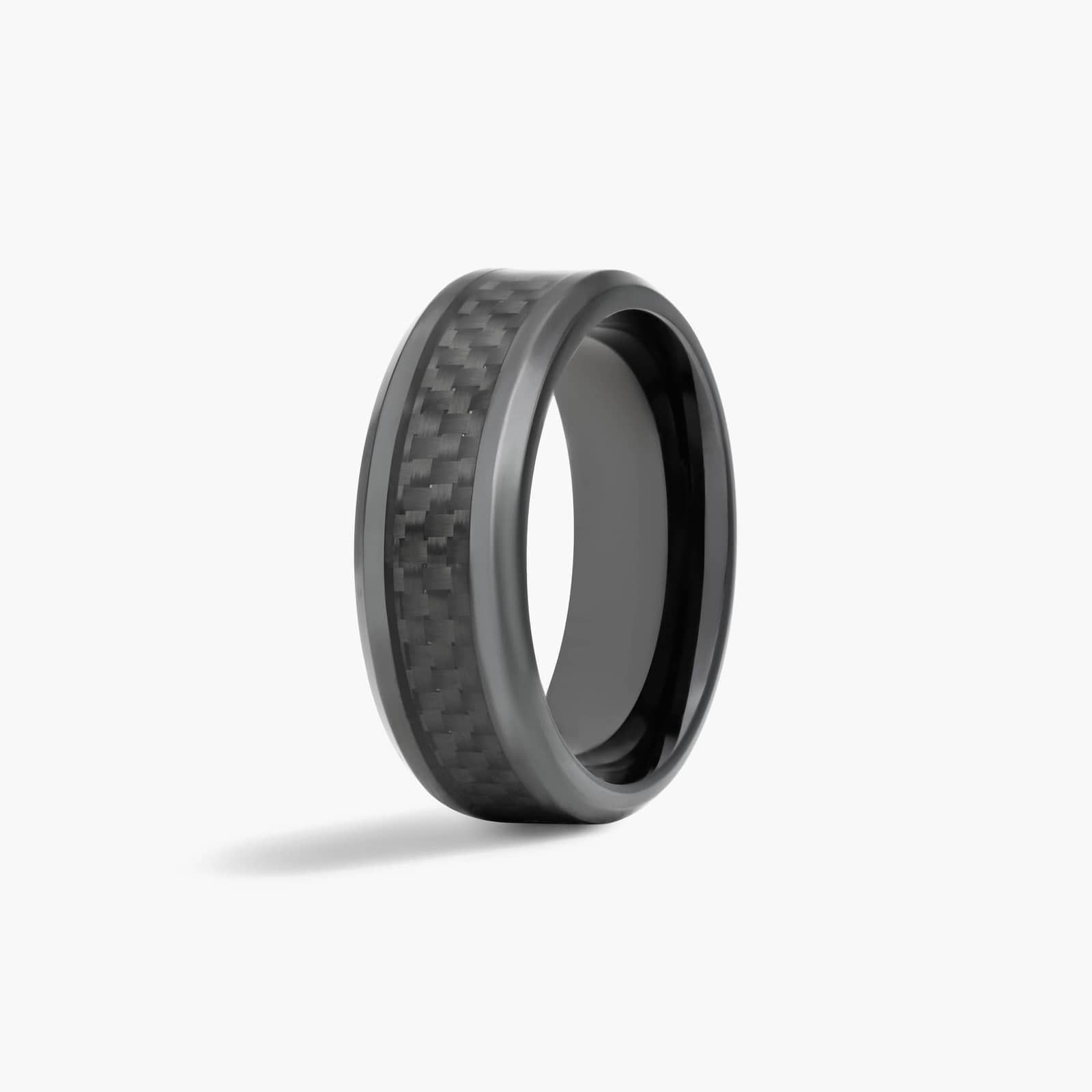 Chrome Comfort Fit Carbon Fiber Inlay Men's Wedding Band In Cobalt (8.00mm)