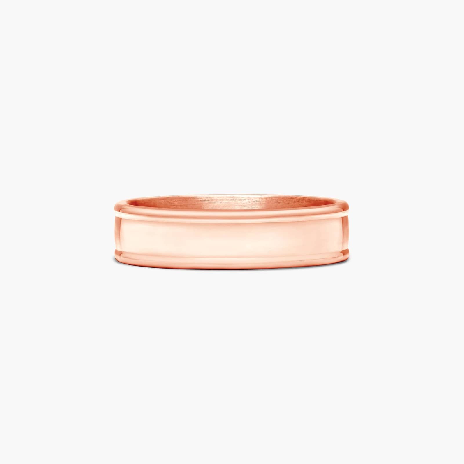 Comfort Fit Grooved Edge Men's Wedding Band In 14K Rose Gold (6.00mm)