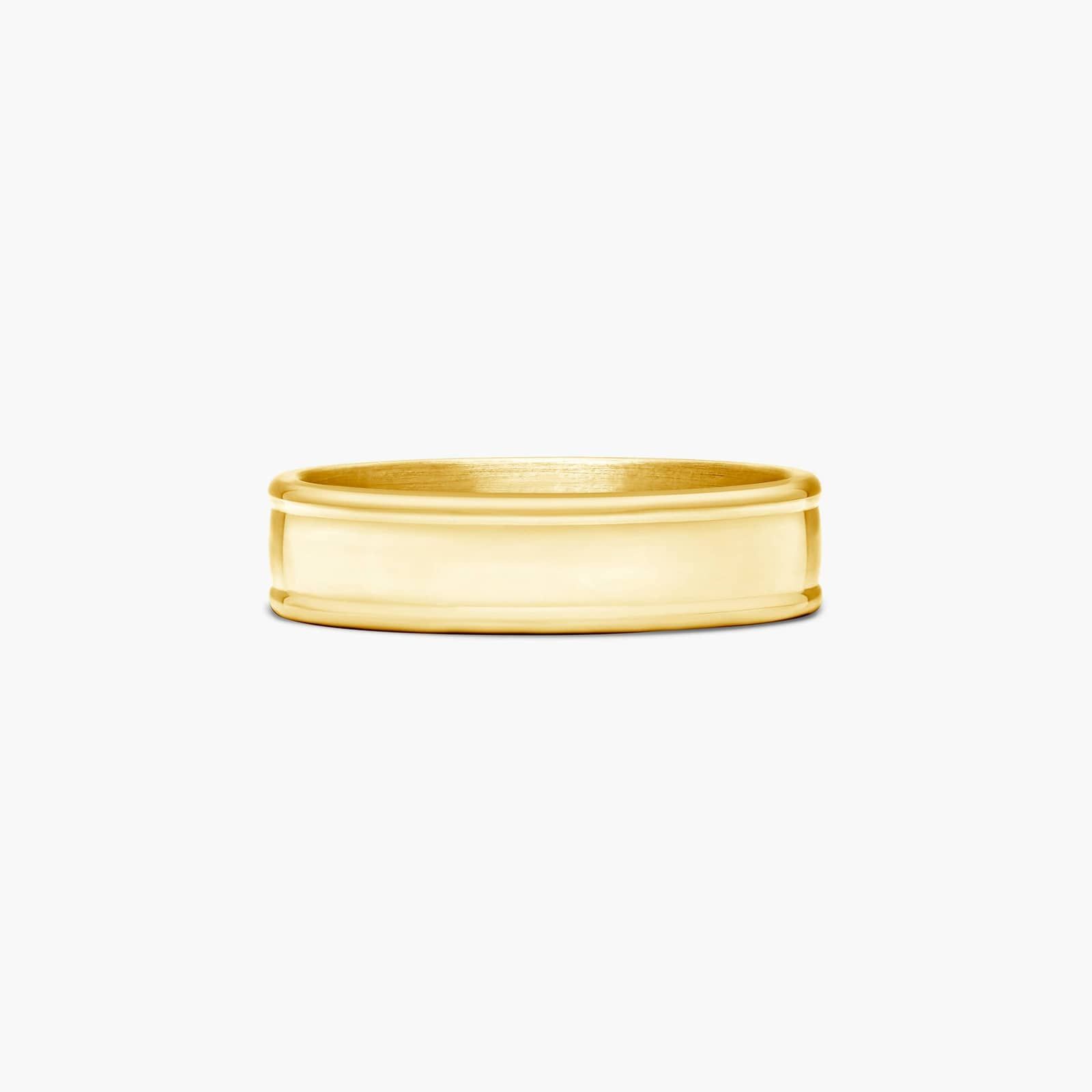 Comfort Fit Grooved Edge Men's Wedding Band In 14K Yellow Gold (6.00mm)