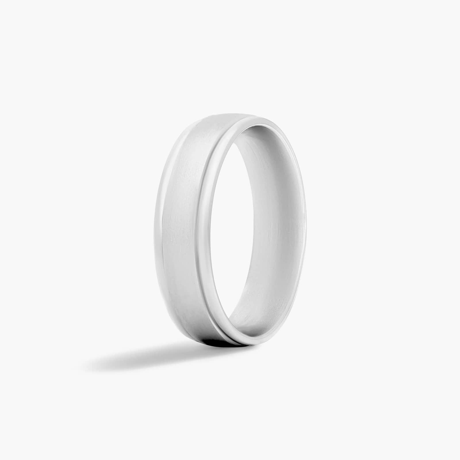 Comfort Fit High Polished Men's Wedding Band In 14K White Gold (6.00mm)