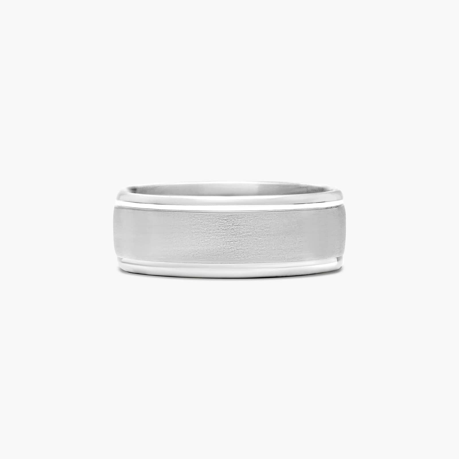 Comfort Fit Contemporary Men's Wedding Band In 14K White Gold (8.00mm)
