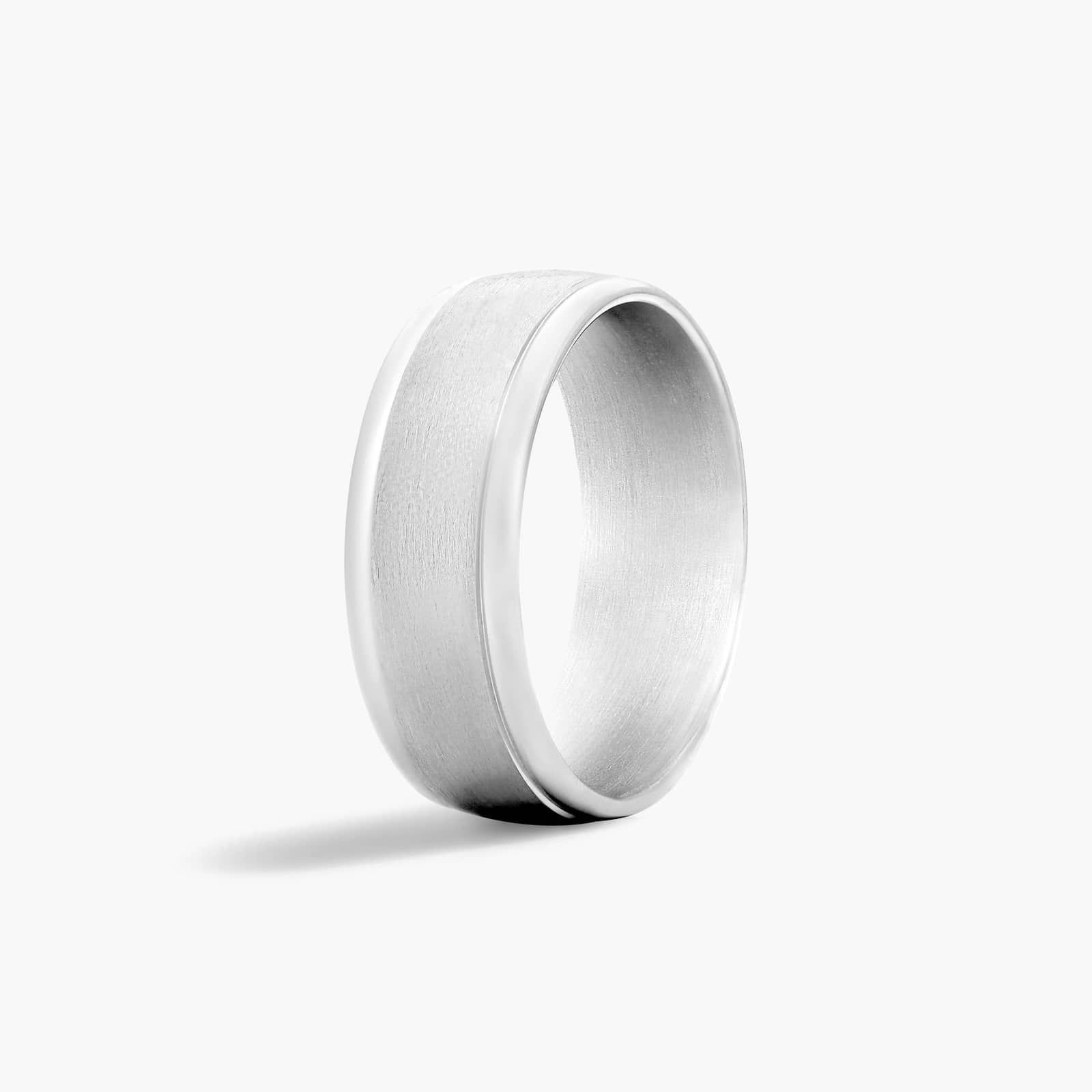 Comfort Fit Contemporary Men's Wedding Band In 14K White Gold (8.00mm)