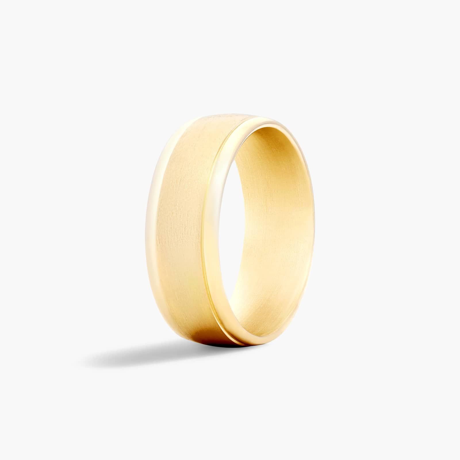 Comfort Fit Grooved Men's Wedding Band In 14K Yellow Gold (8.00mm)