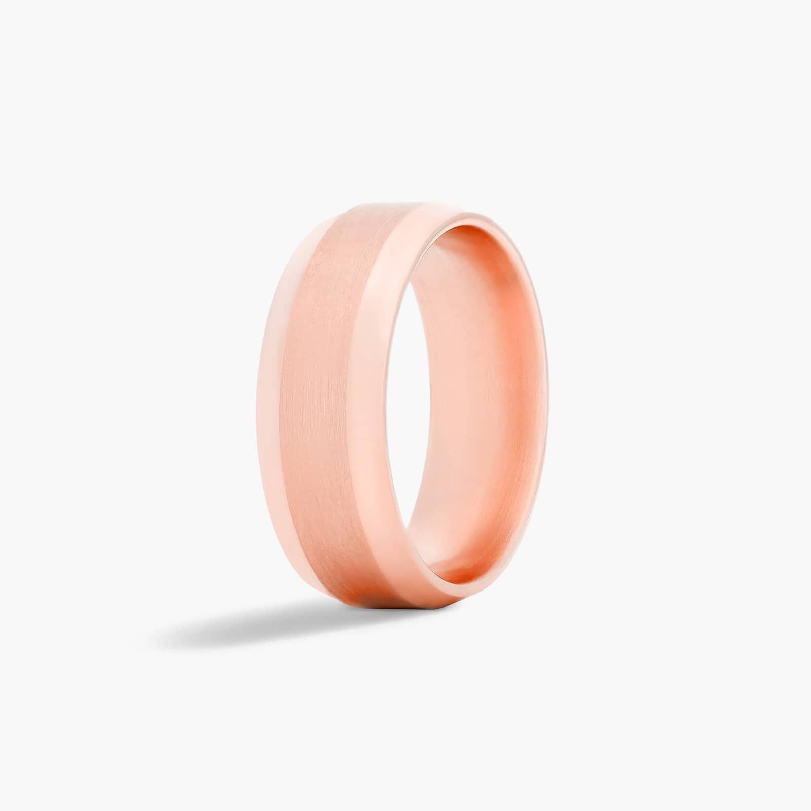 Comfort Fit Beveled Men's Wedding Band In 14K Rose Gold (8.00mm)
