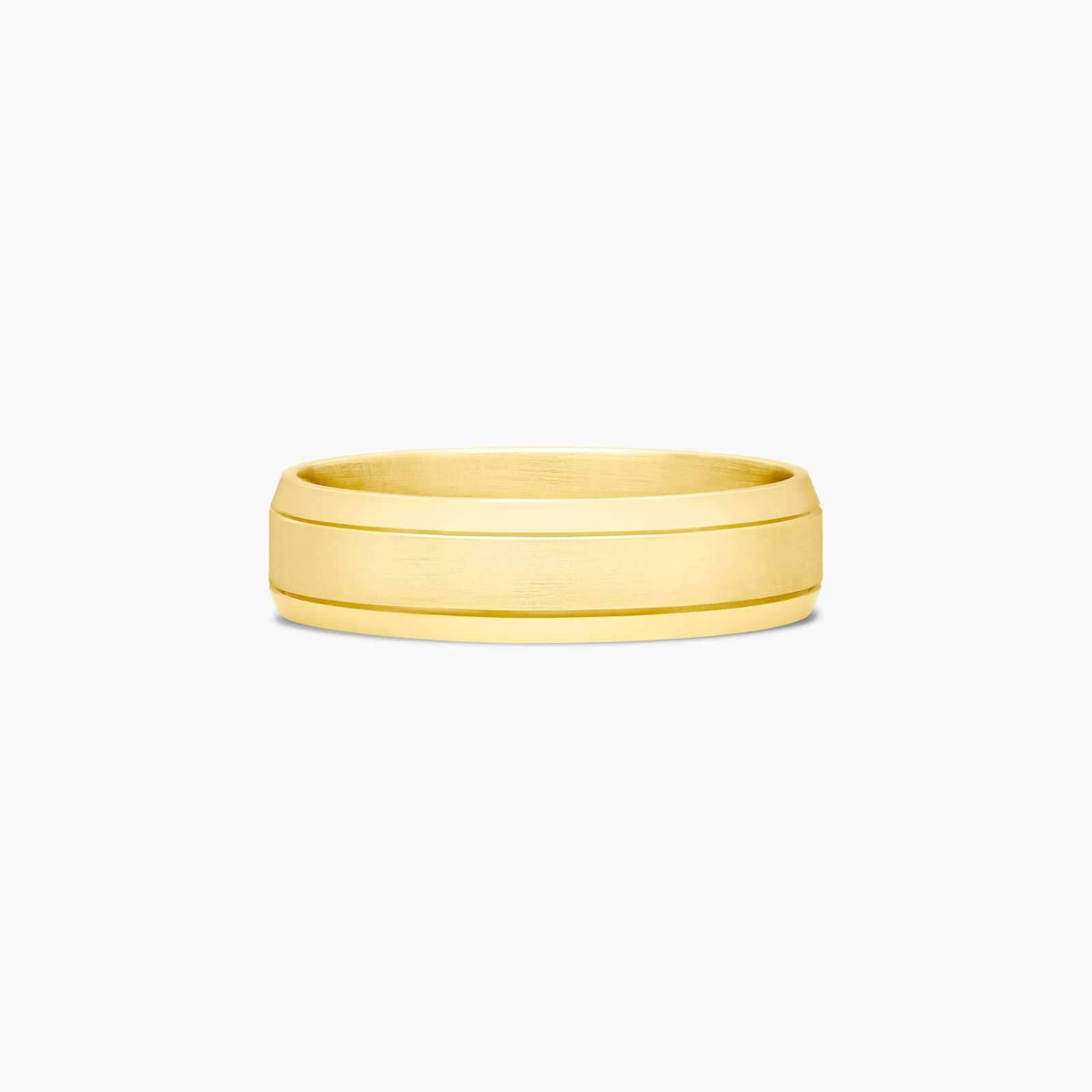Comfort Fit Etched Men's Wedding Band In 14K Yellow Gold (6.00mm)