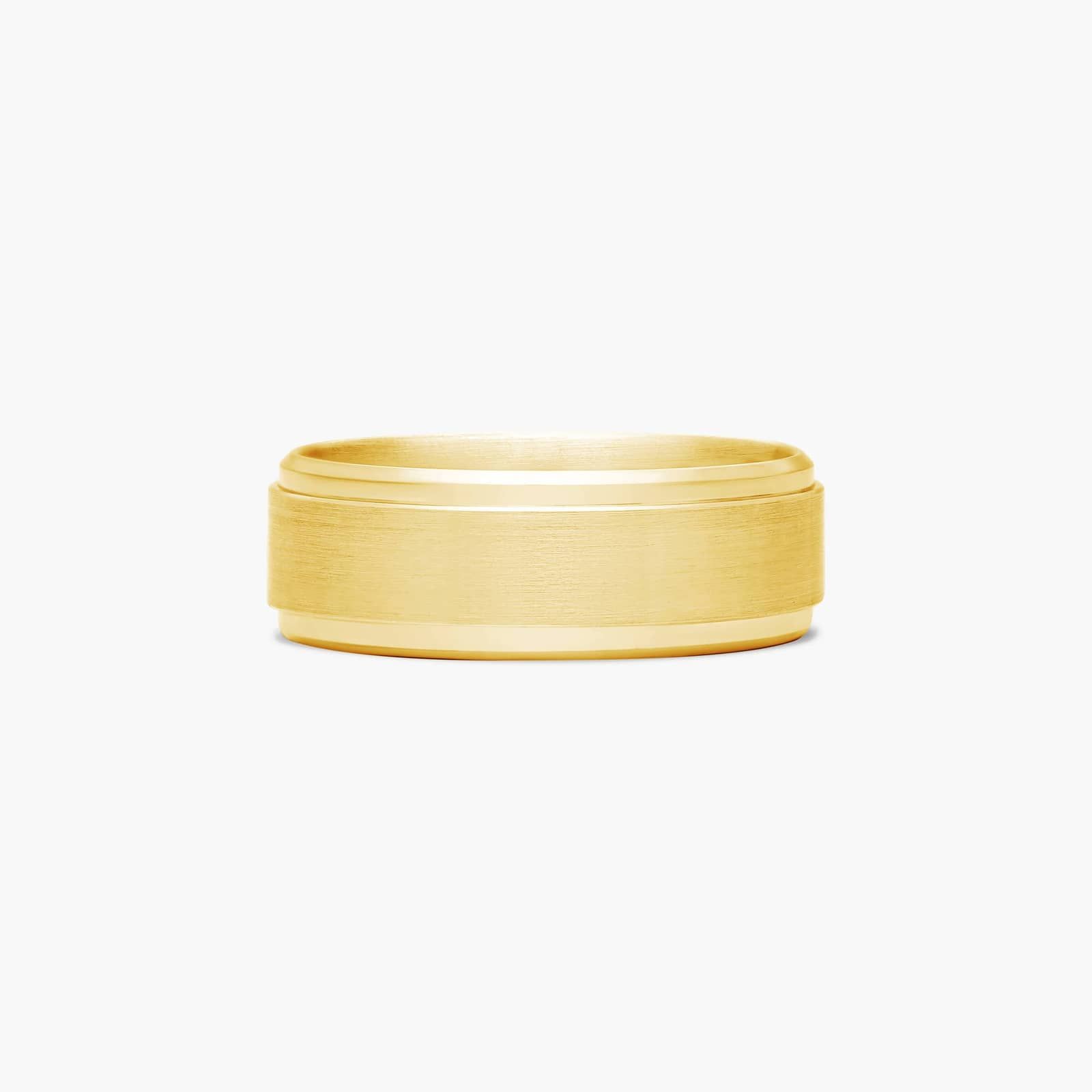 Comfort Fit Satin Finish Drop Beveled Edge Men's Wedding Band In 14K Yellow Gold (8.00mm)
