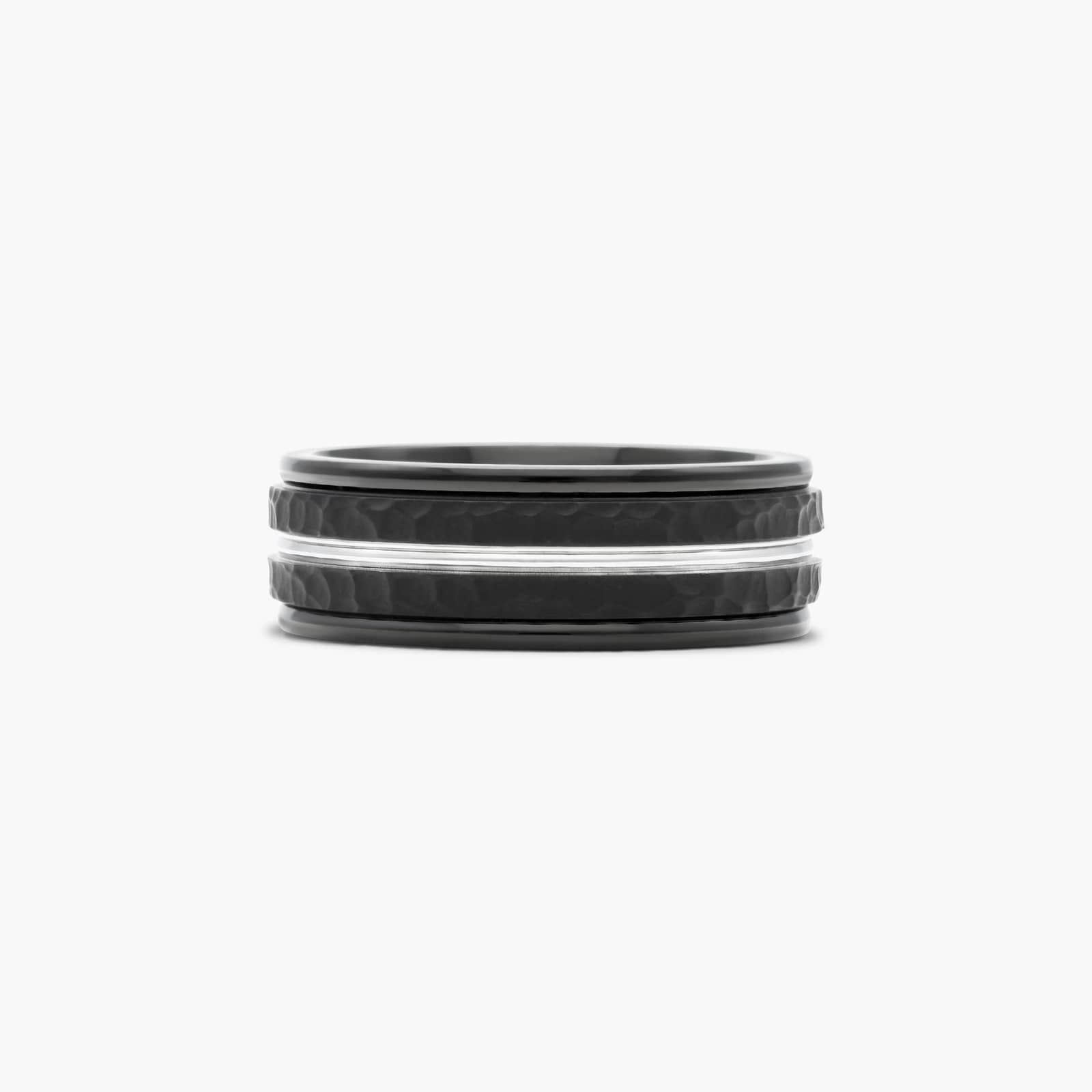 Black Comfort Fit Hammered Finish Men's Wedding Band In Cobalt (8.00mm)