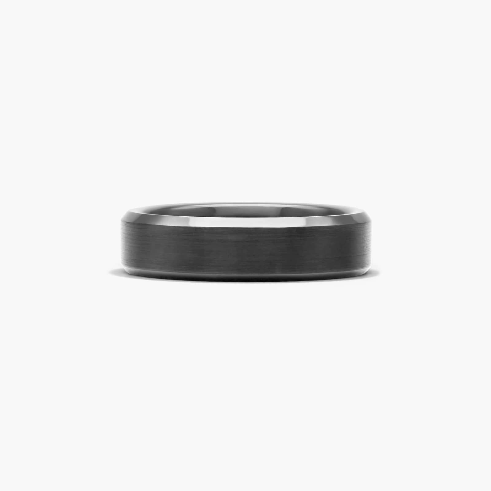 Bevel Edge Men's Wedding Band In Black Tungsten Carbide by TRITON (6.00mm)
