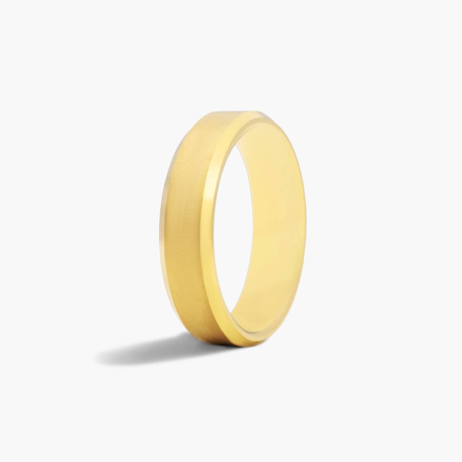 Bevel Edge Men's Wedding Band In Yellow Tungsten Carbide by TRITON (6.00mm)