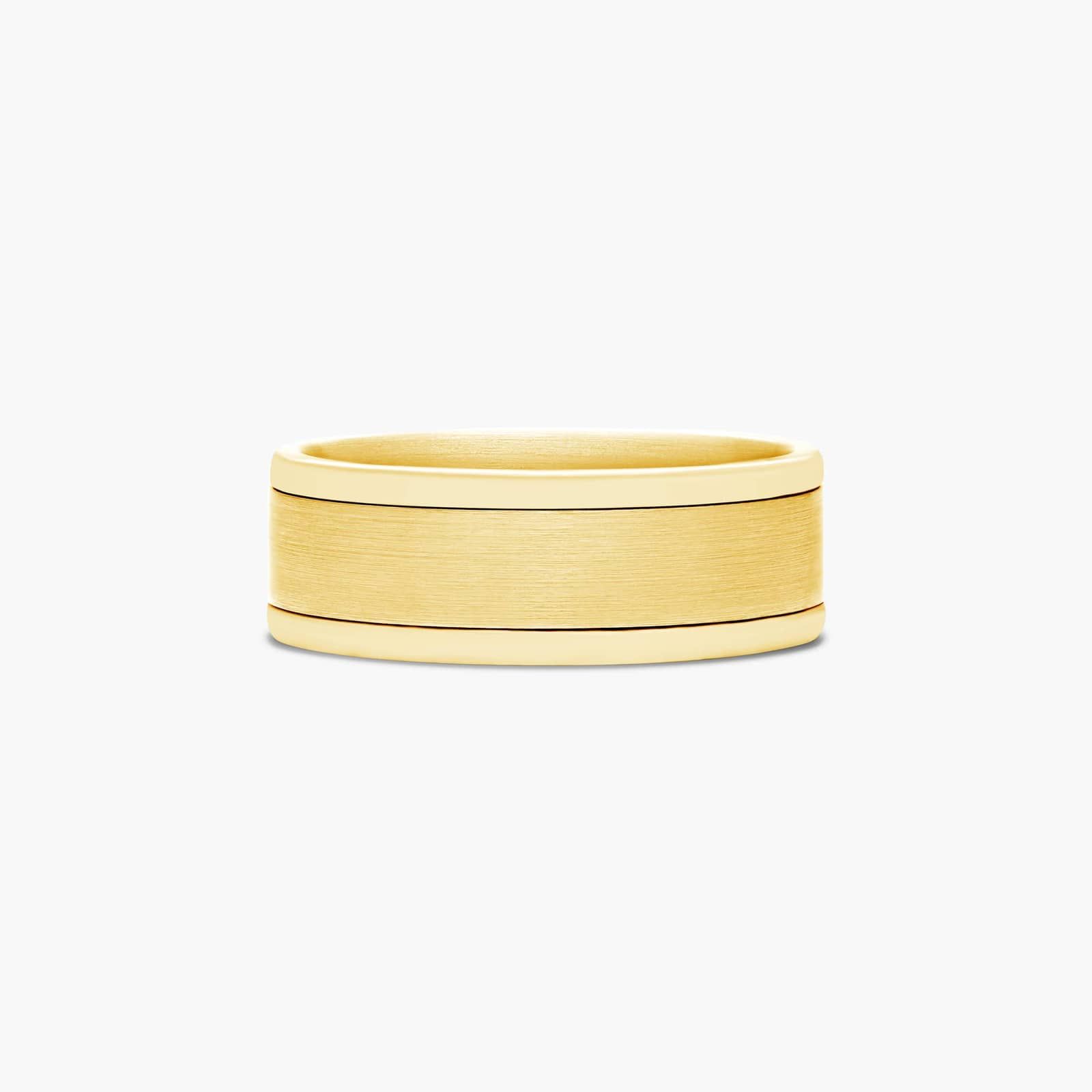 Comfort Fit Satin Center Beveled Edge Men's Wedding Band In 14K Yellow Gold (8.00mm)