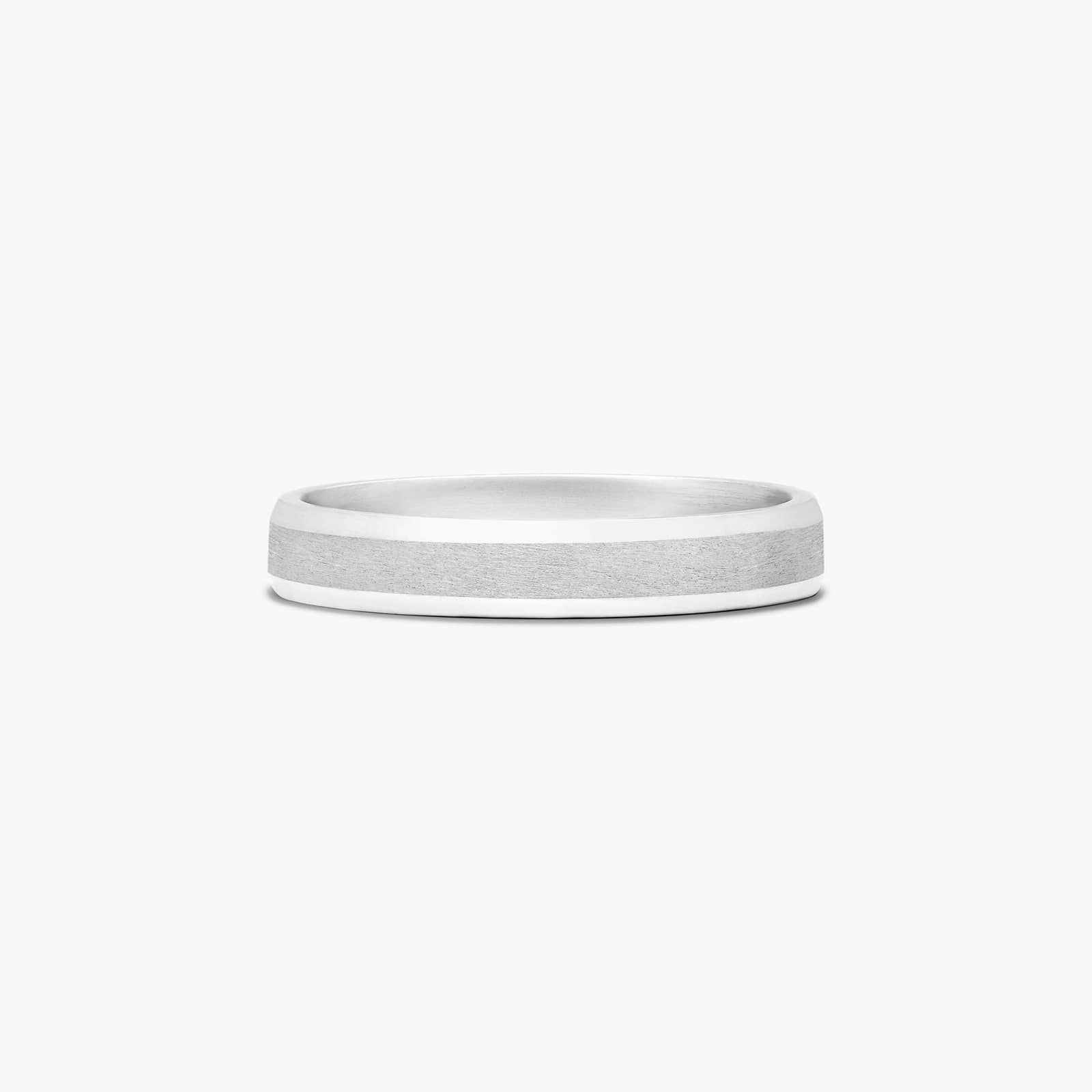 Comfort Fit Satin Beveled Edge Men's Wedding Band In 14K White Gold (4.00mm)