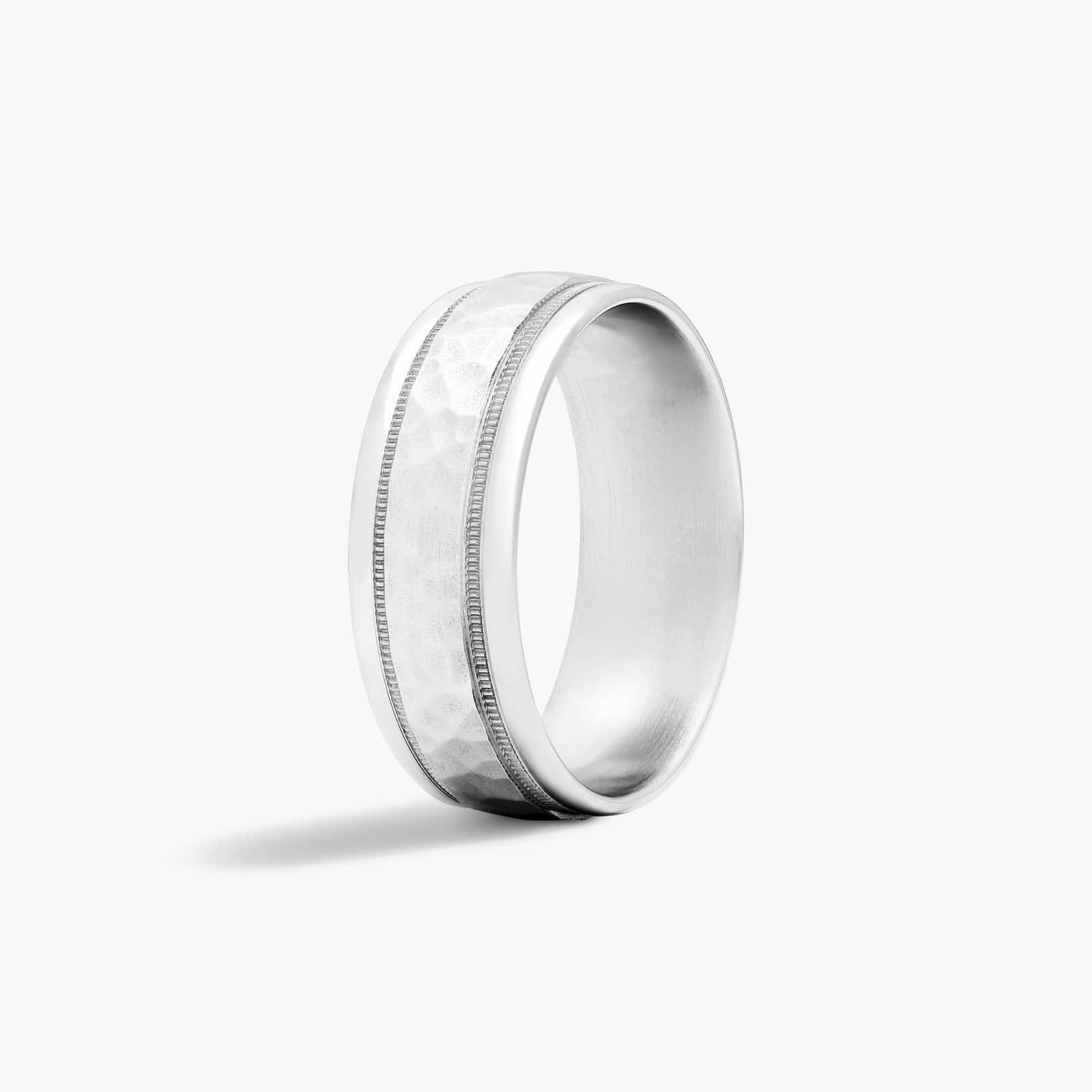 Comfort Fit High Polished Men's Wedding Band In 18K White Gold (8.00mm)