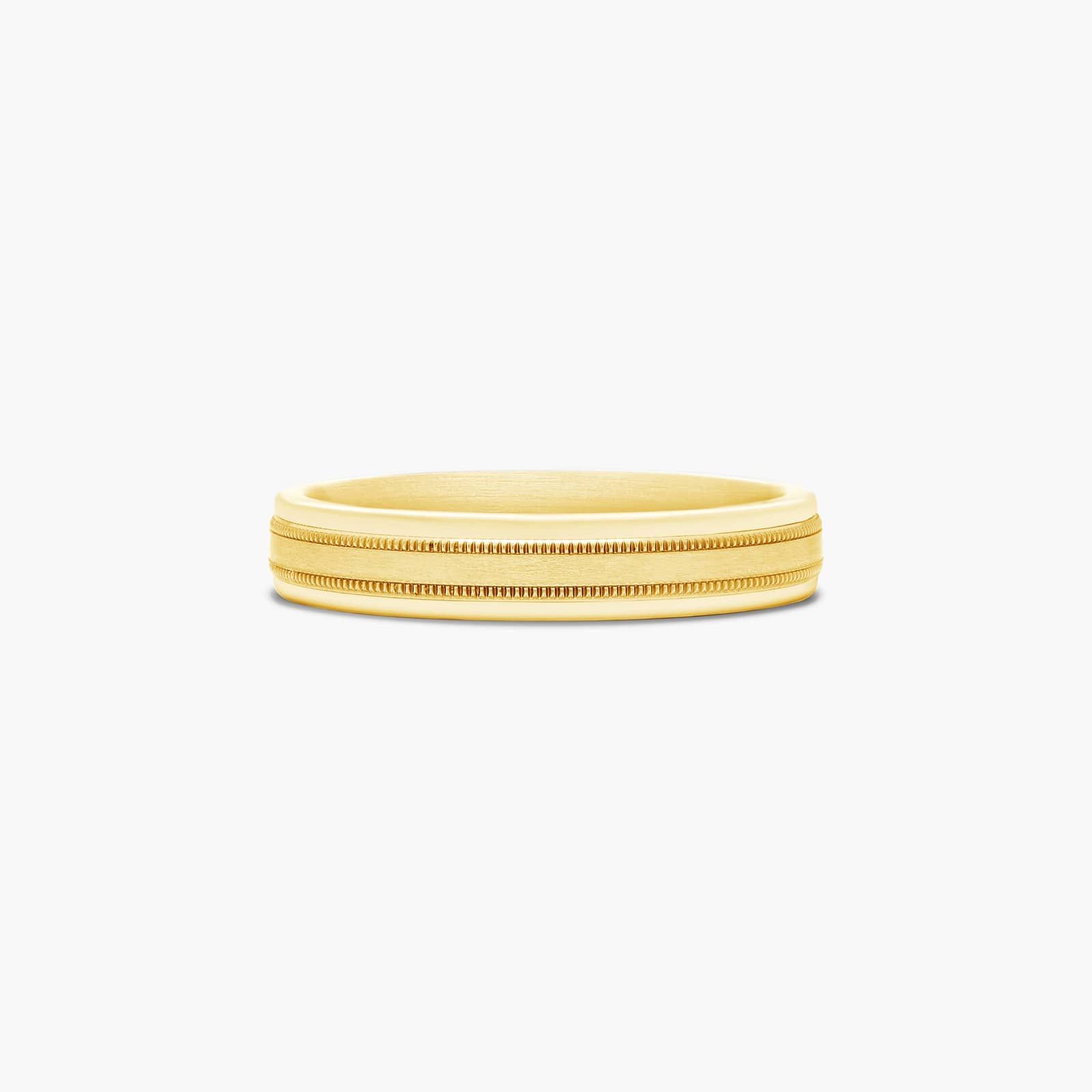 Comfort Fit Milgrain Satin Finish Men's Wedding Band In 18K Yellow Gold (4.00mm)