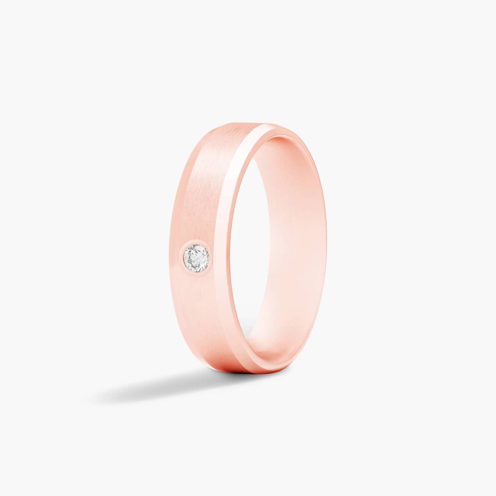 Beveled Bezel Set Men's Diamond Wedding Band In 14K Rose Gold (6.00mm)