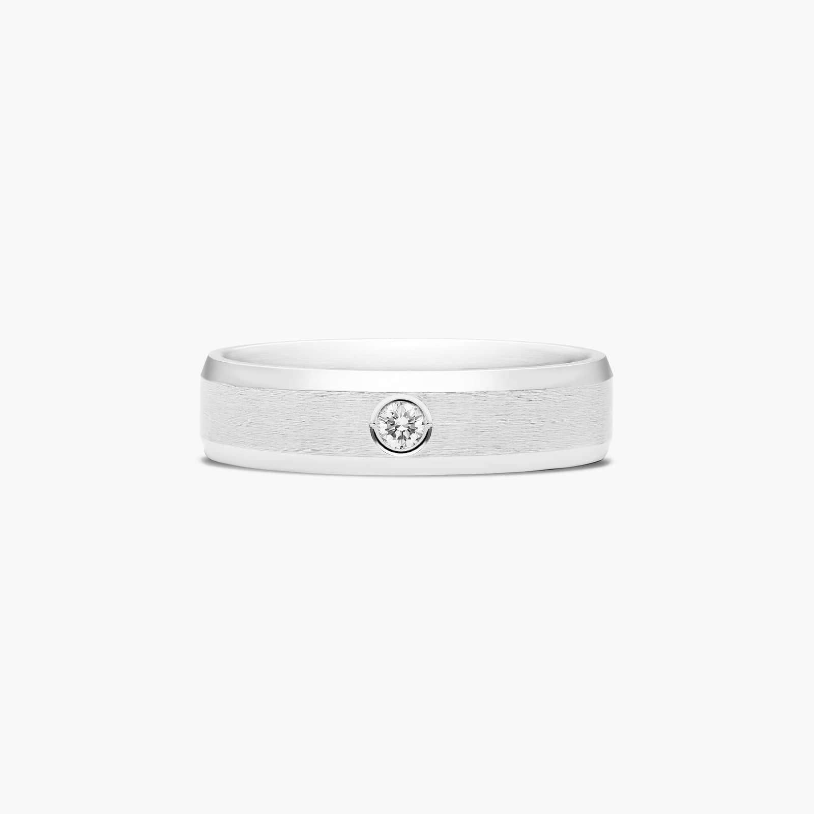 Beveled Bezel Set Men's Diamond Wedding Band In 18K White Gold (6.00mm)