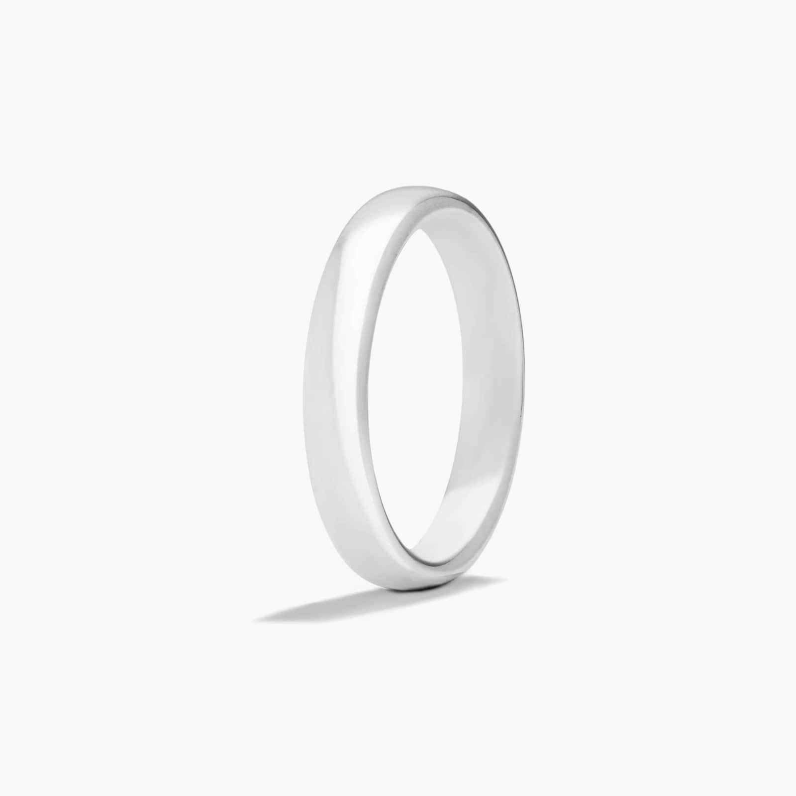 Comfort Fit Slightly Flat Wedding Band In 18K White Gold (3.50mm)
