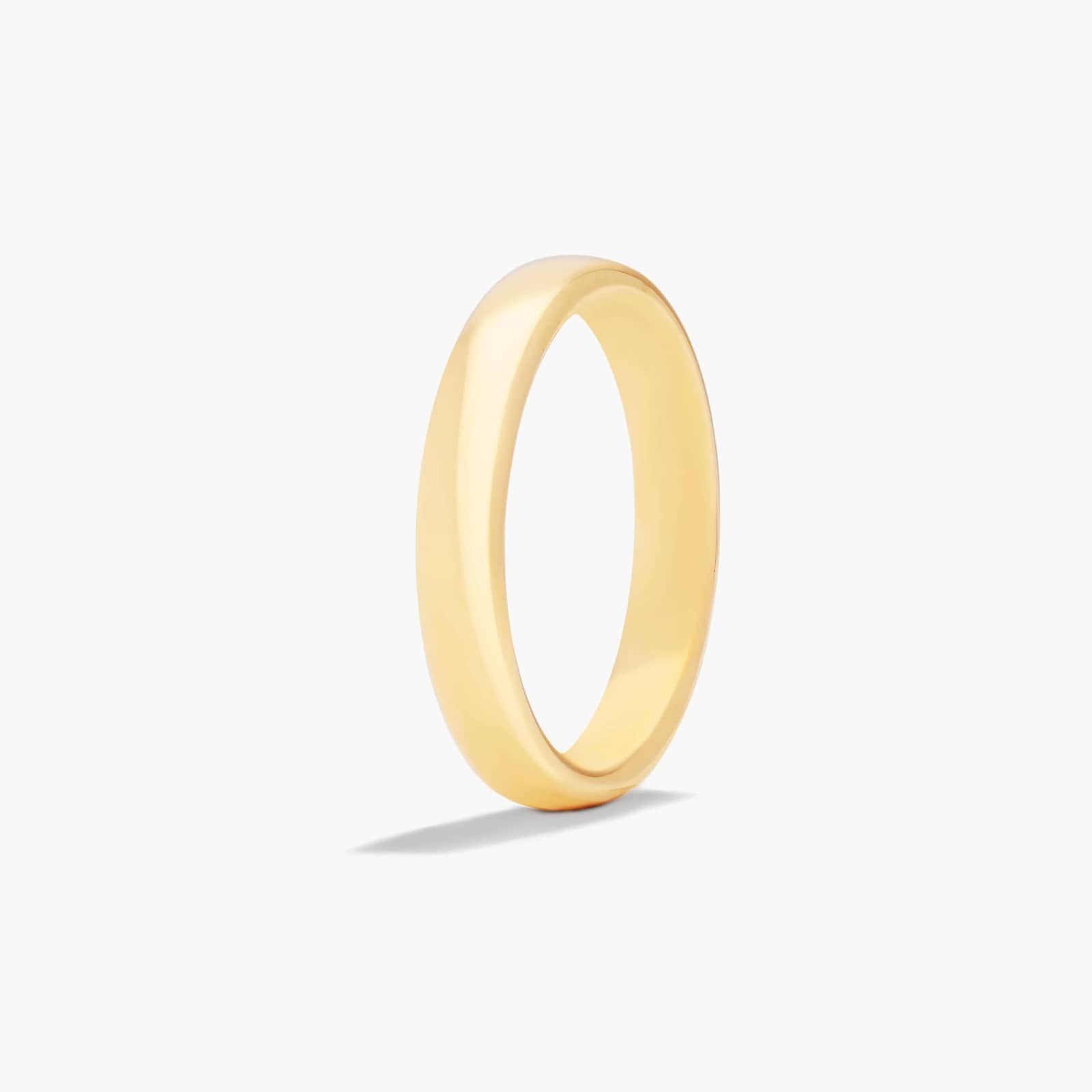 Comfort Fit Slightly Flat Wedding Band In 18K Yellow Gold (3.50mm)