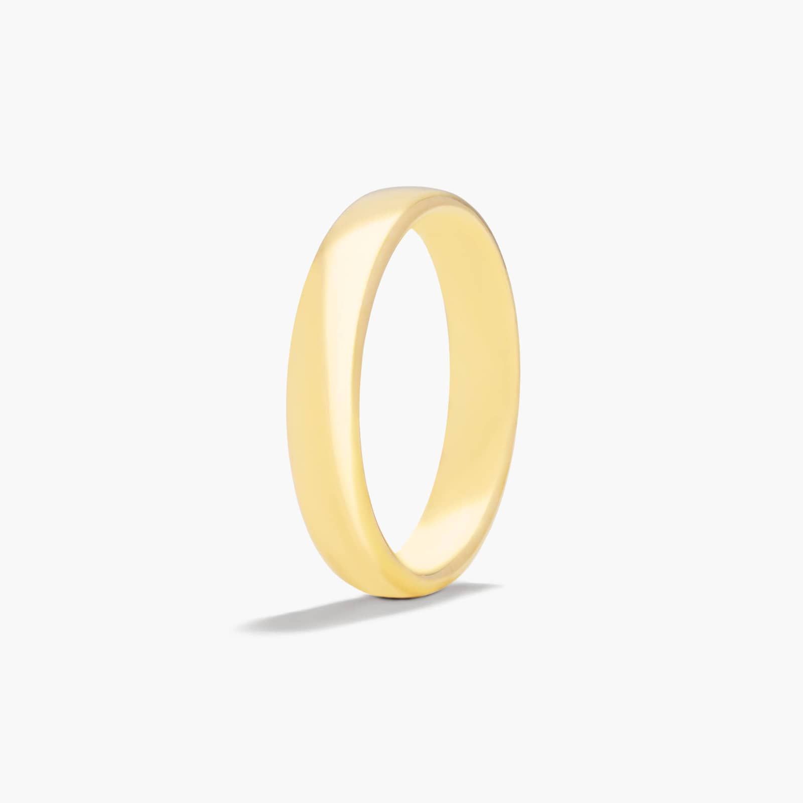 Comfort Fit Slightly Flat  Wedding Band In 18K Yellow Gold (4.50mm)