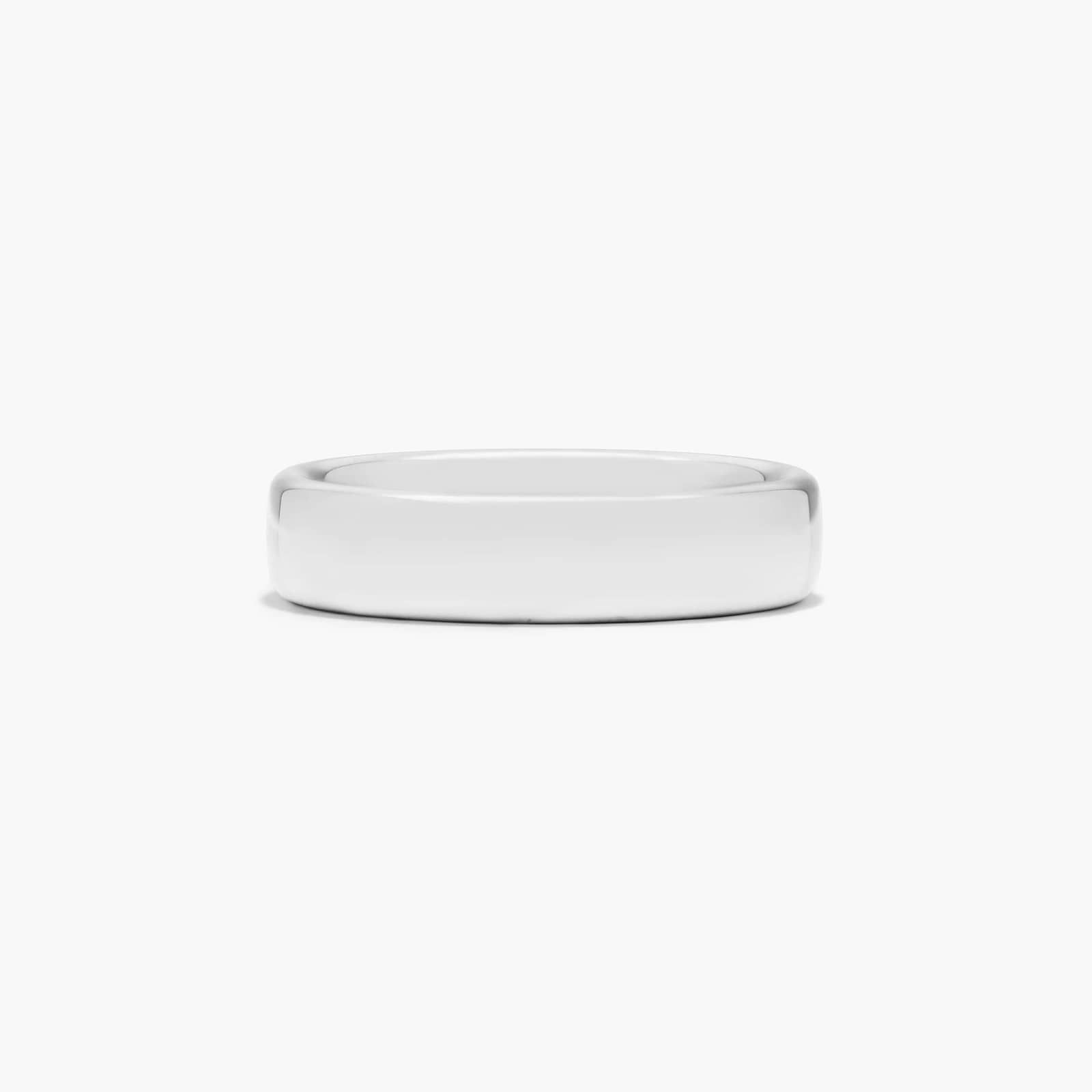 Comfort Fit Slightly Flat Wedding Band In 14K White Gold (5.50mm)