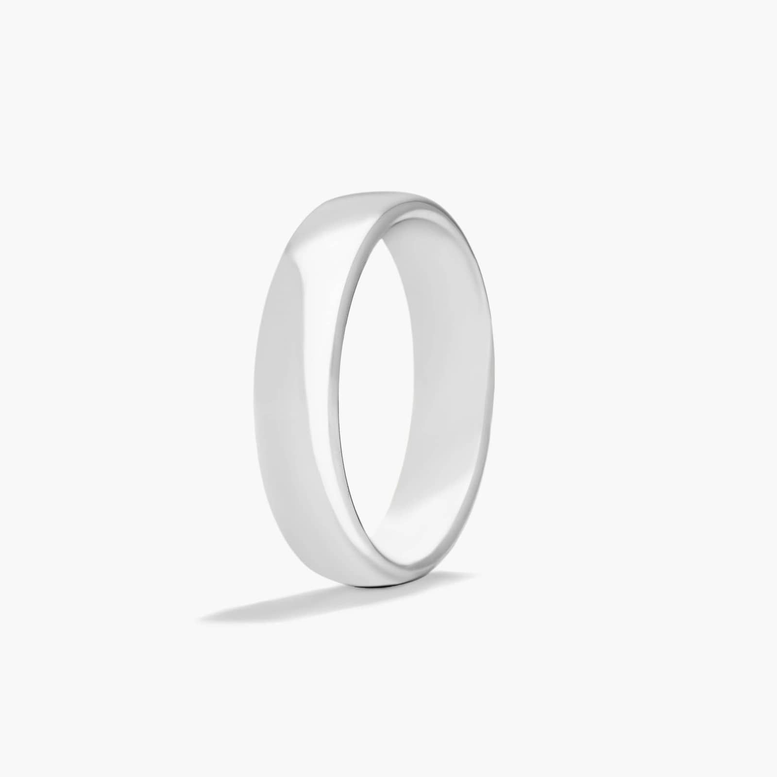 Comfort Fit Slightly Flat Wedding Band In 14K White Gold (5.50mm)