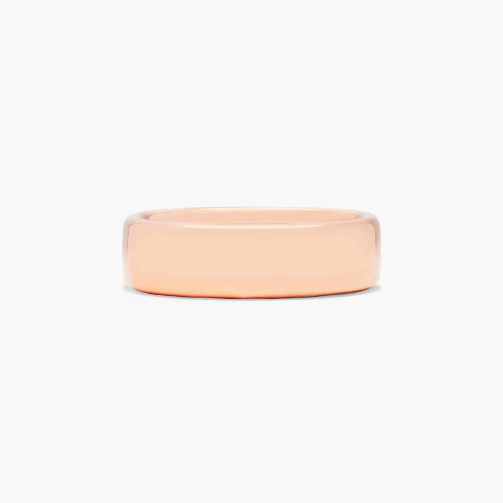 Comfort Fit Slightly Flat Wedding Band In 14K Rose Gold (6.50mm)