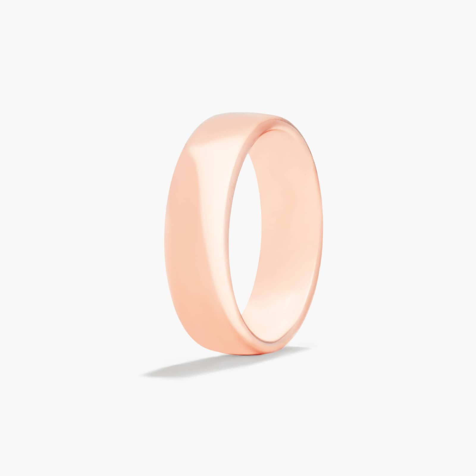 Comfort Fit Slightly Flat Wedding Band In 14K Rose Gold (6.50mm)