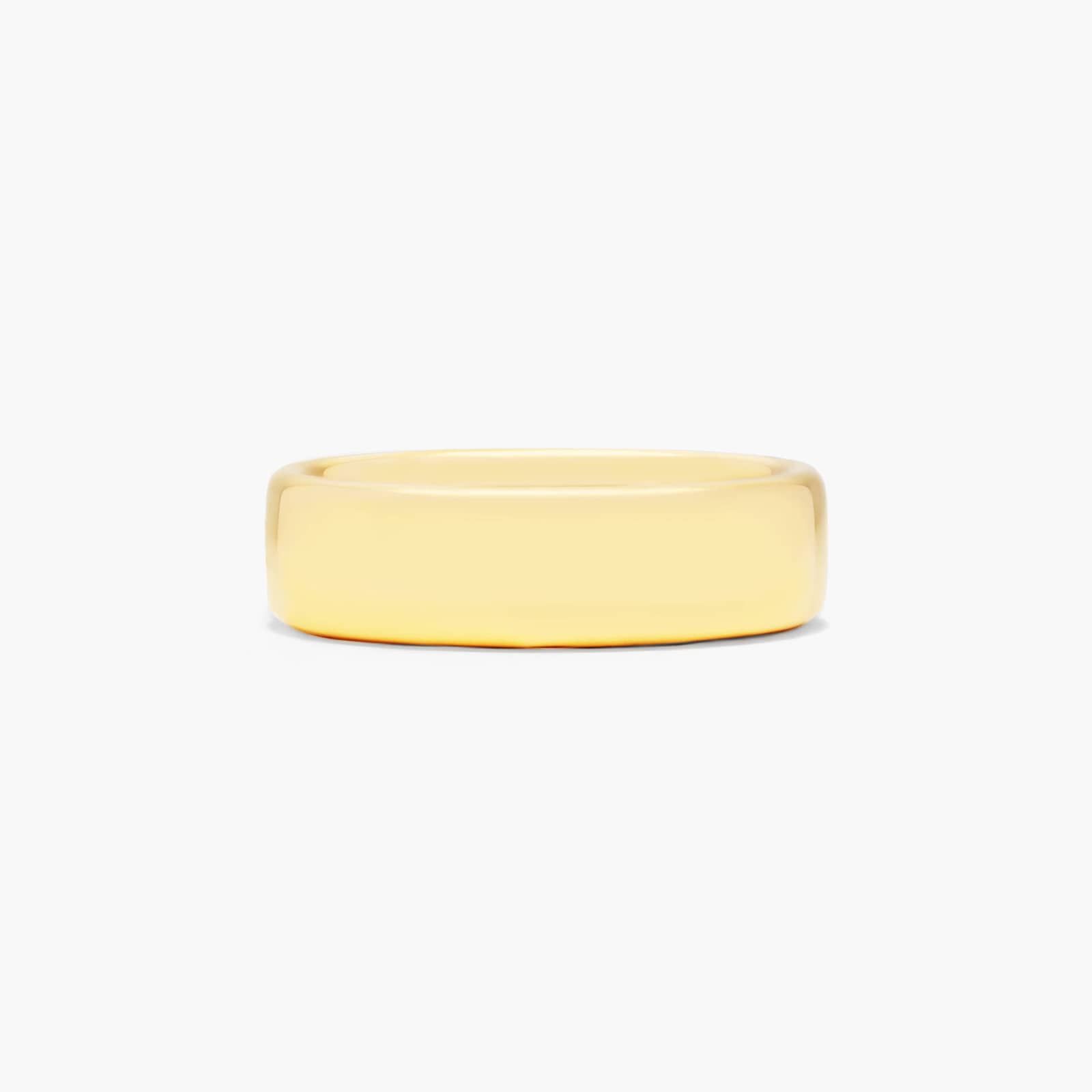 Comfort Fit Slightly Flat Wedding Band In 18K Yellow Gold (6.50mm)