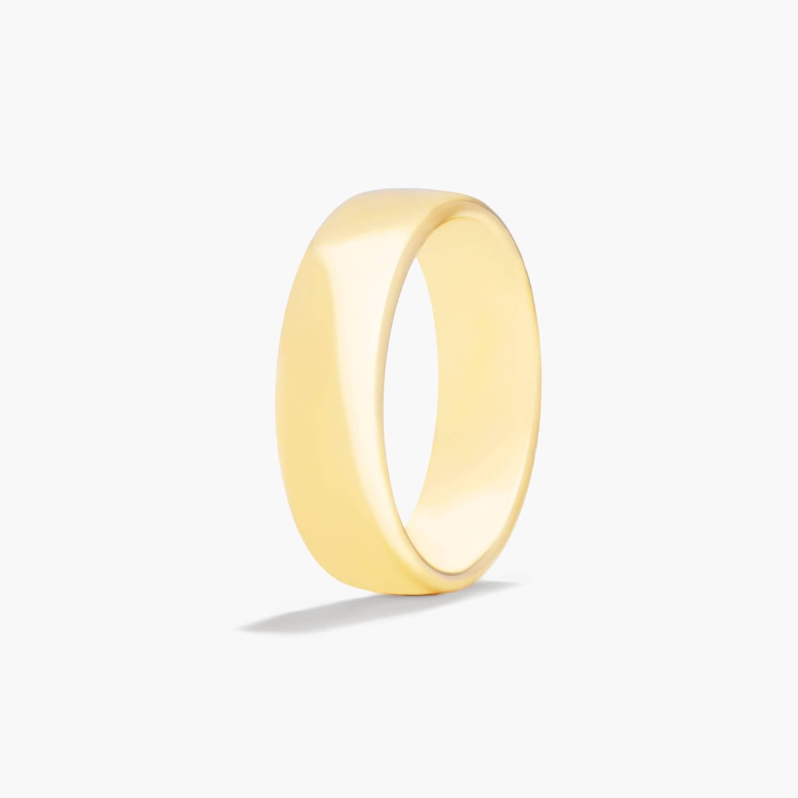 Comfort Fit Slightly Flat Wedding Band In 18K Yellow Gold (6.50mm)