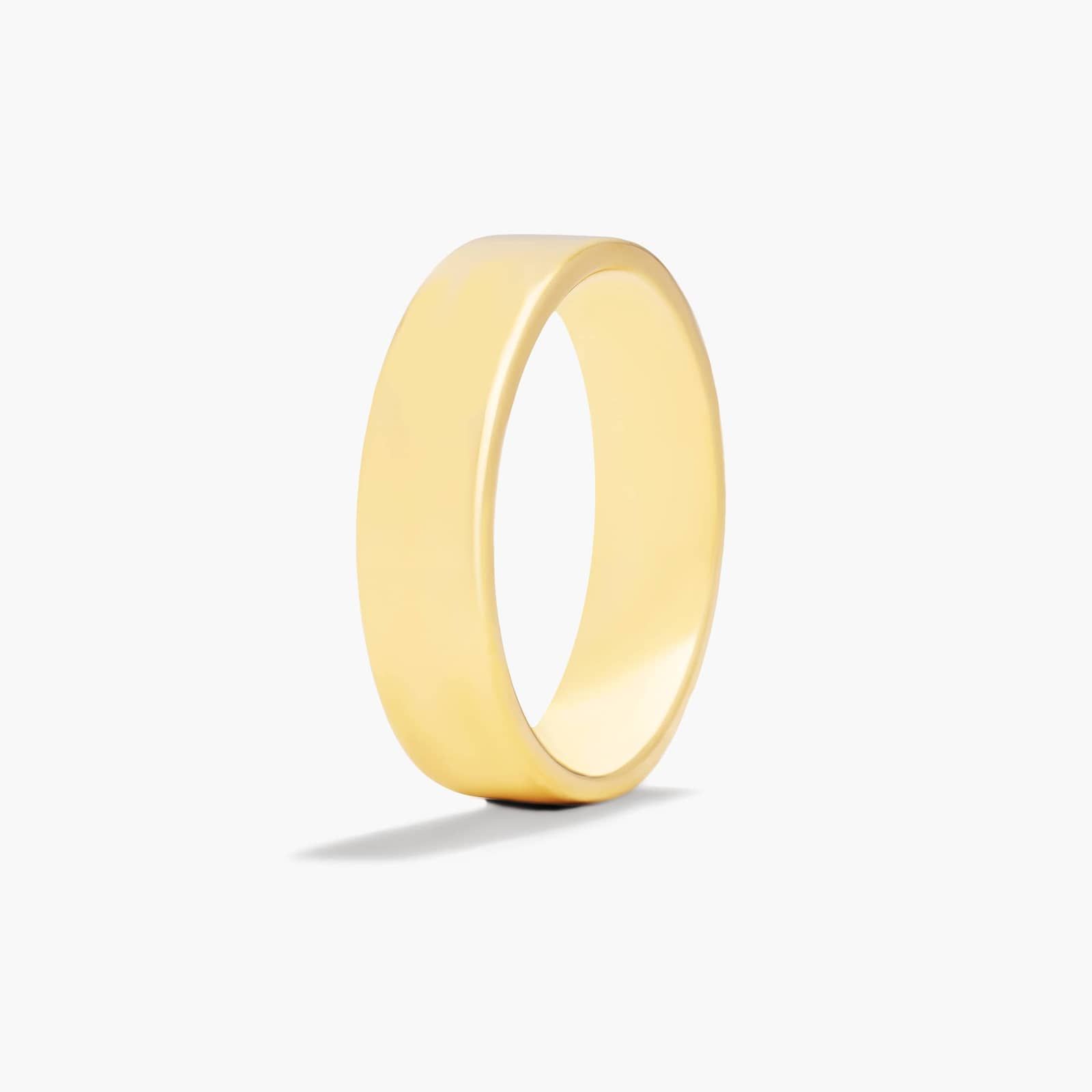 Comfort Fit Flat Wedding Band In 14K Yellow Gold (6.00mm)