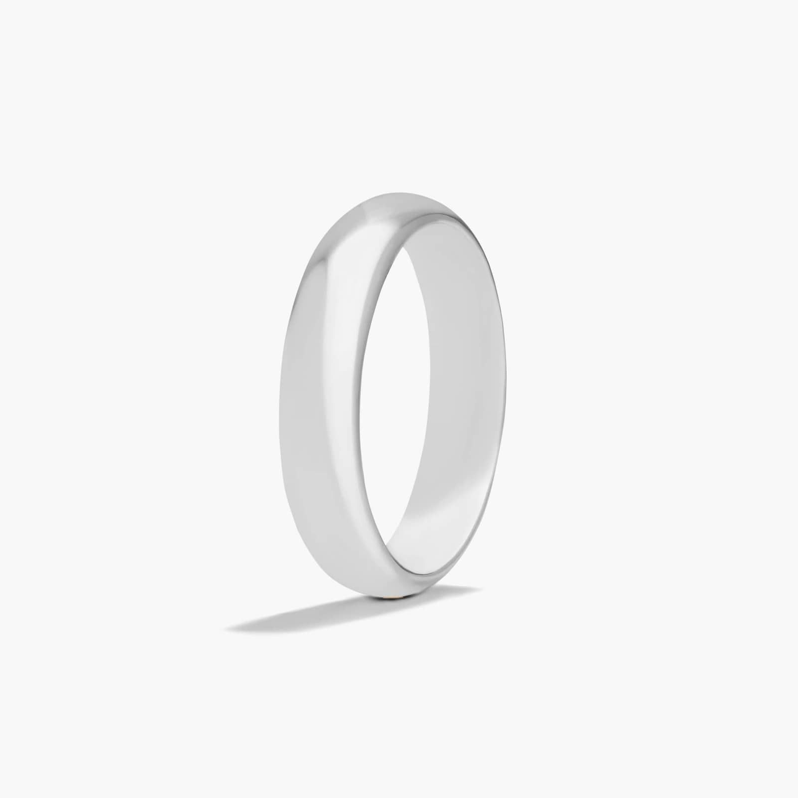 Comfort Fit High Dome Wedding Band In 14K White Gold (5.00mm)