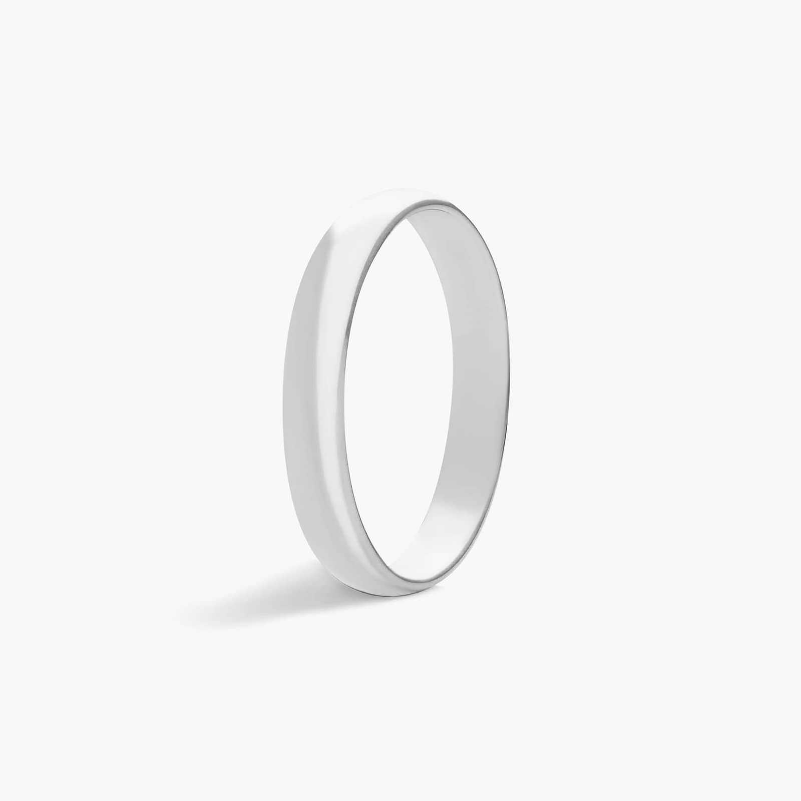Low Dome Wedding Band In 18K White Gold (3.00mm)
