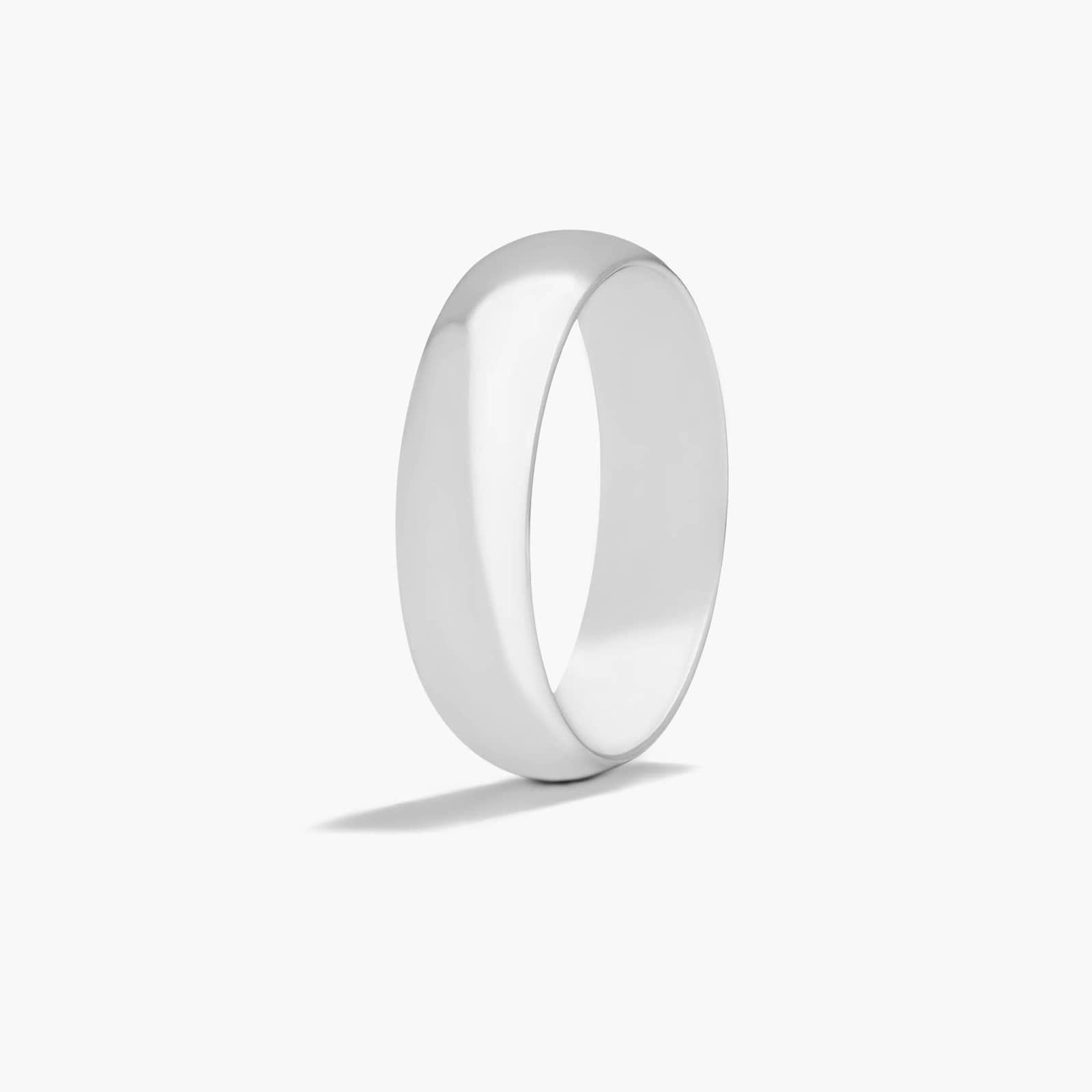 Low Dome Wedding Band In 18K White Gold (6.00mm)