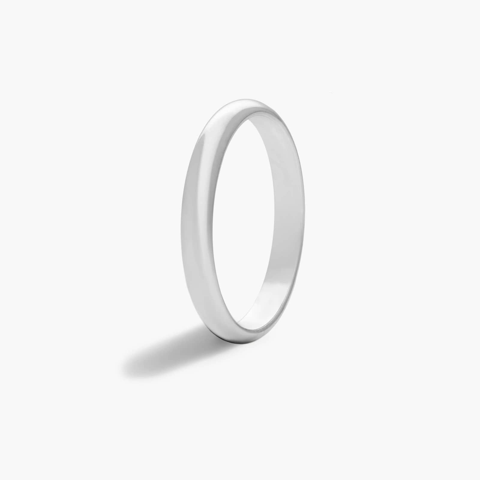 Traditional Slightly Curved Wedding Band In 18K White Gold (2.50mm)