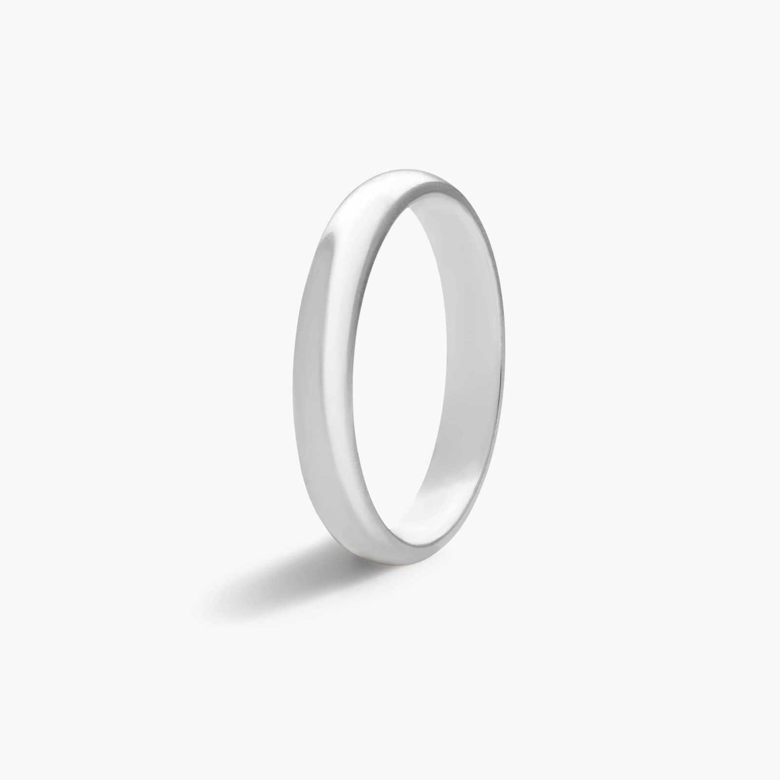 Traditional Slightly Curved Wedding Band In 18K White Gold (3.00mm)