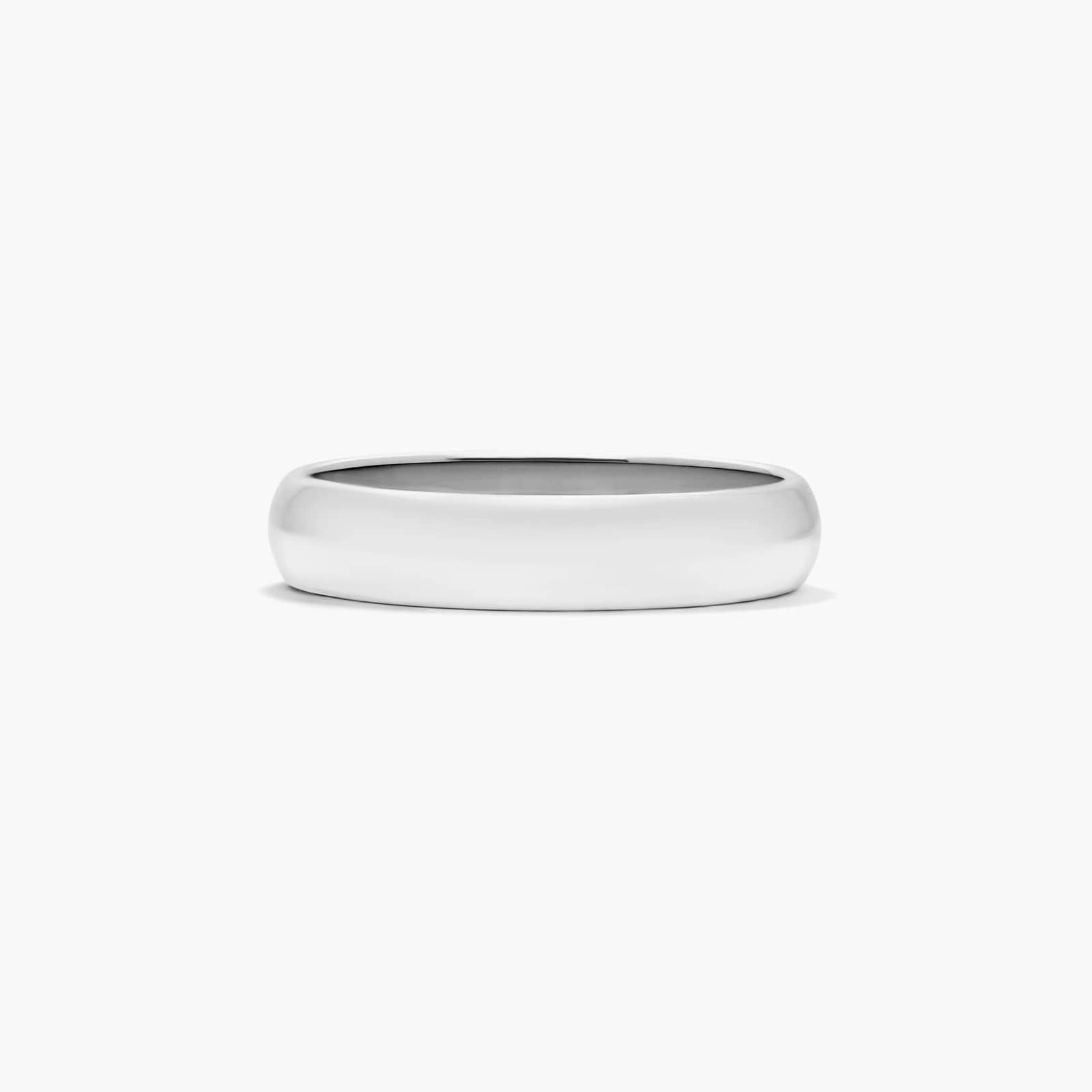 Traditional Slightly Curved Wedding Band In 18K White Gold (4.00mm)