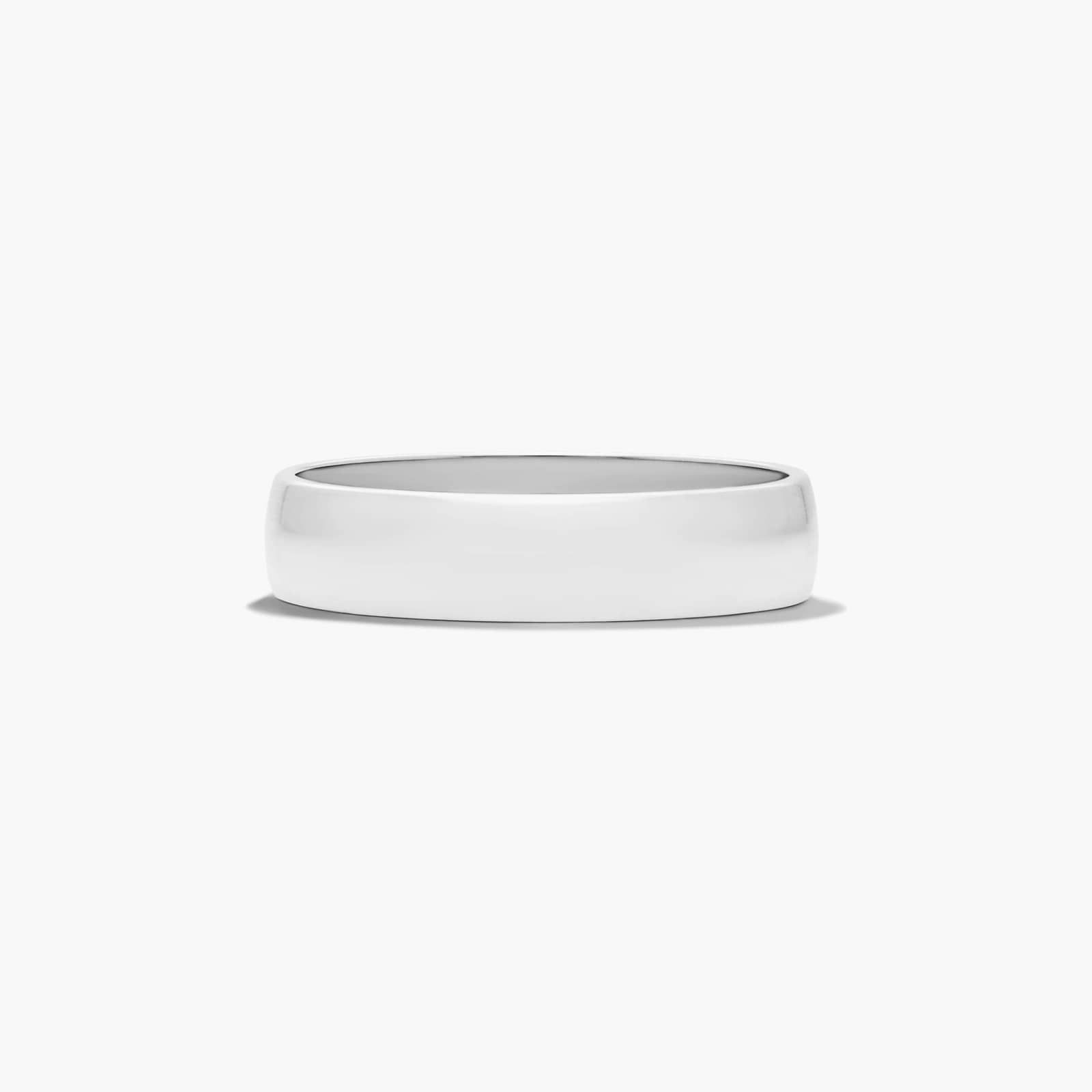 Traditional Slightly Curved Wedding Band In 18K White Gold (5.00mm)