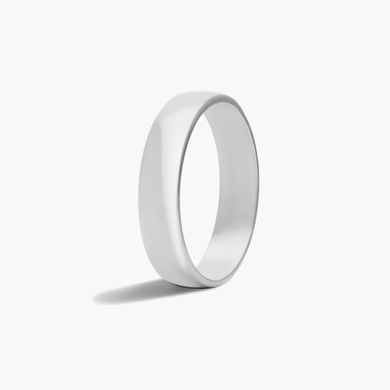 Traditional Slightly Curved Wedding Band In 18K White Gold (5.00mm)