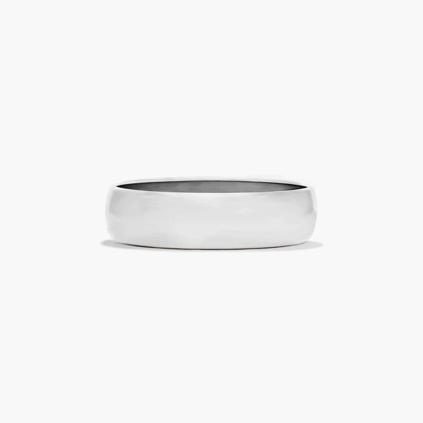 Traditional Slightly Curved Wedding Band In 18K White Gold (6.00mm)